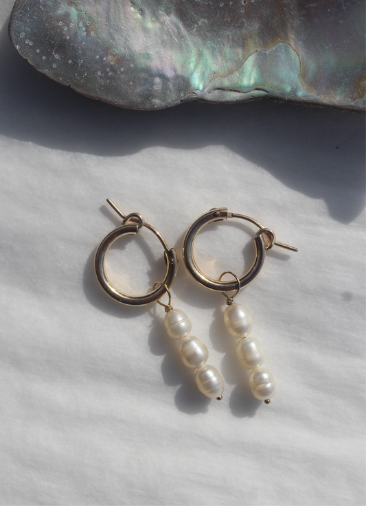 Rain Pearl Hoops