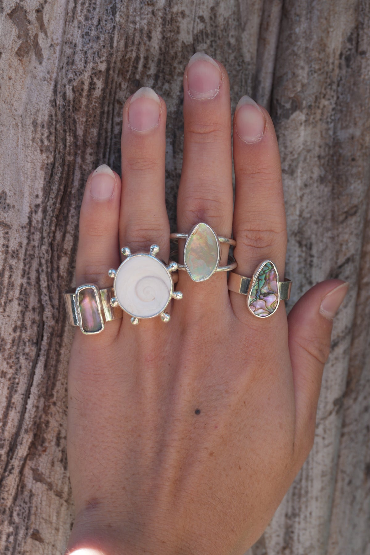 Wide Band Abalone Ring 7.5