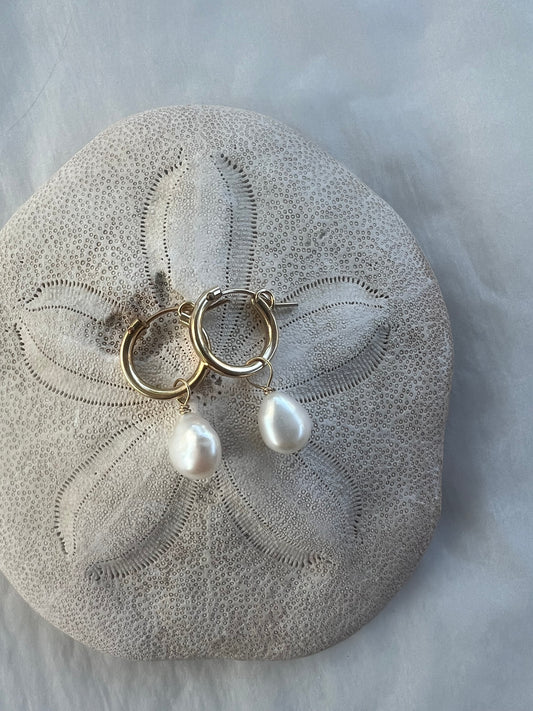 Pearl Drop Hoops
