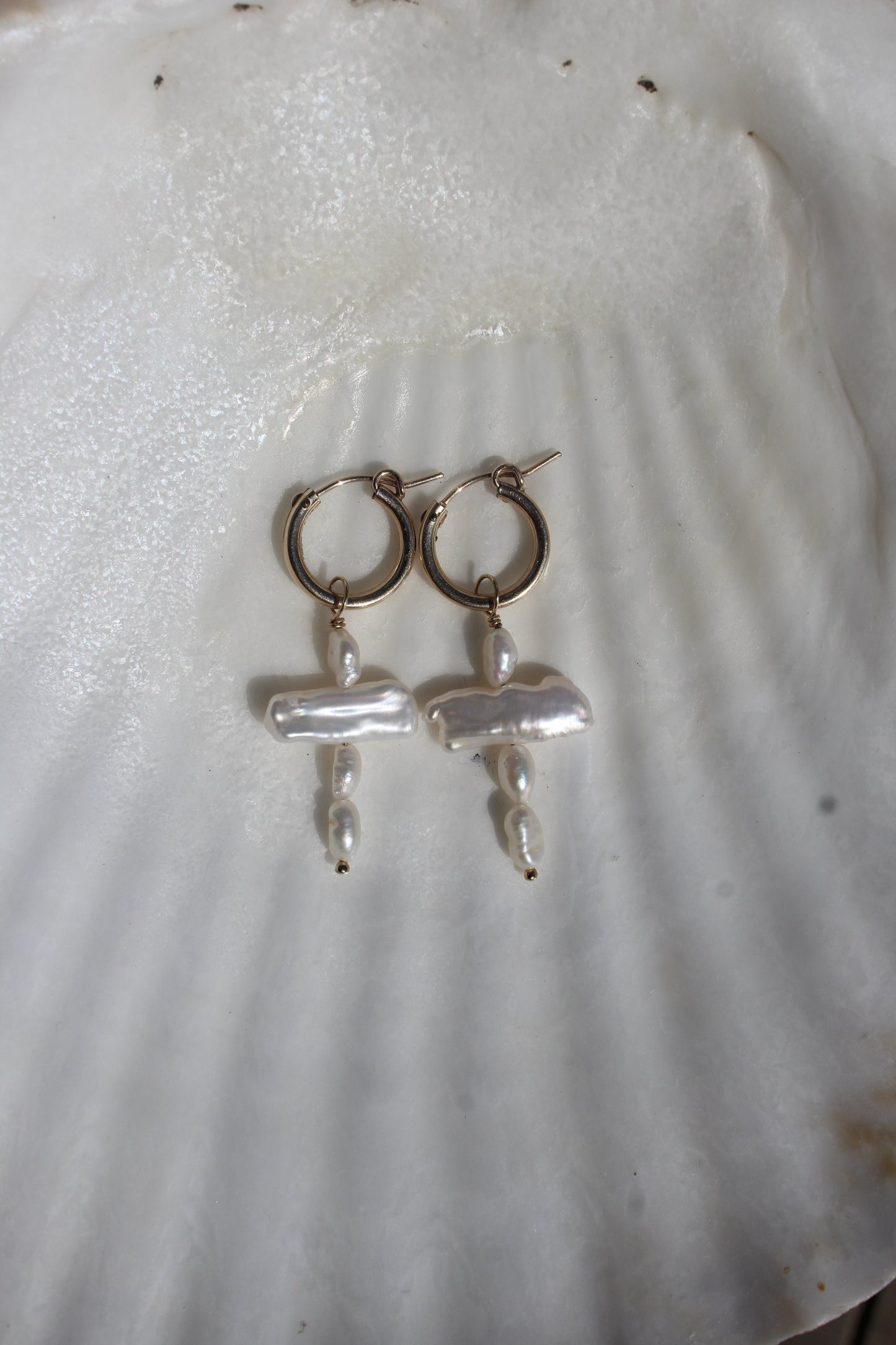 Pearl Cross Hoops