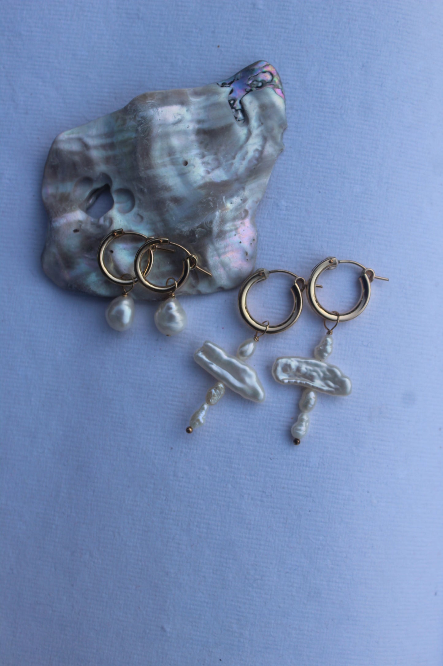 Pearl Cross Hoops