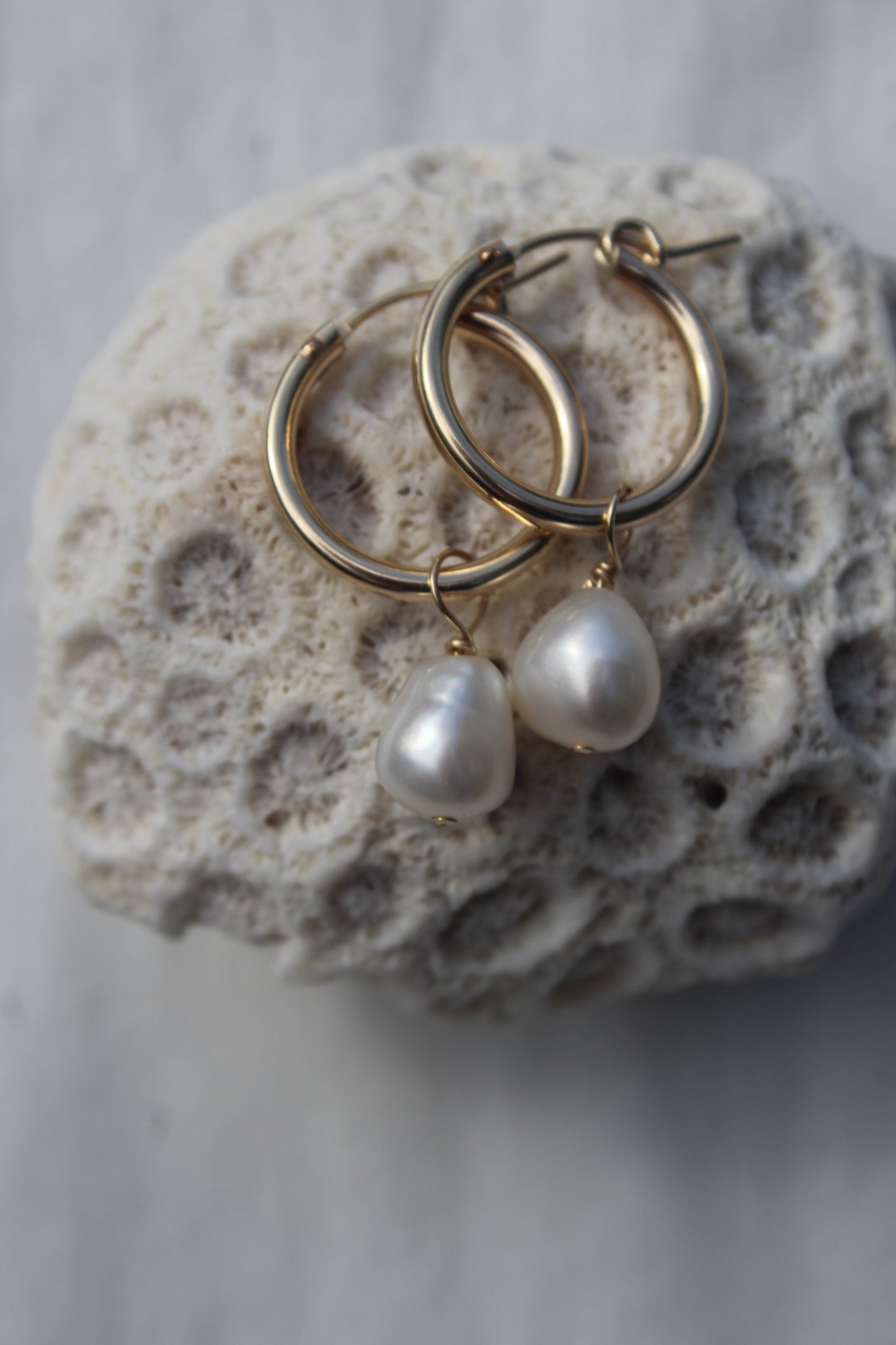 Pearl Drop Hoops