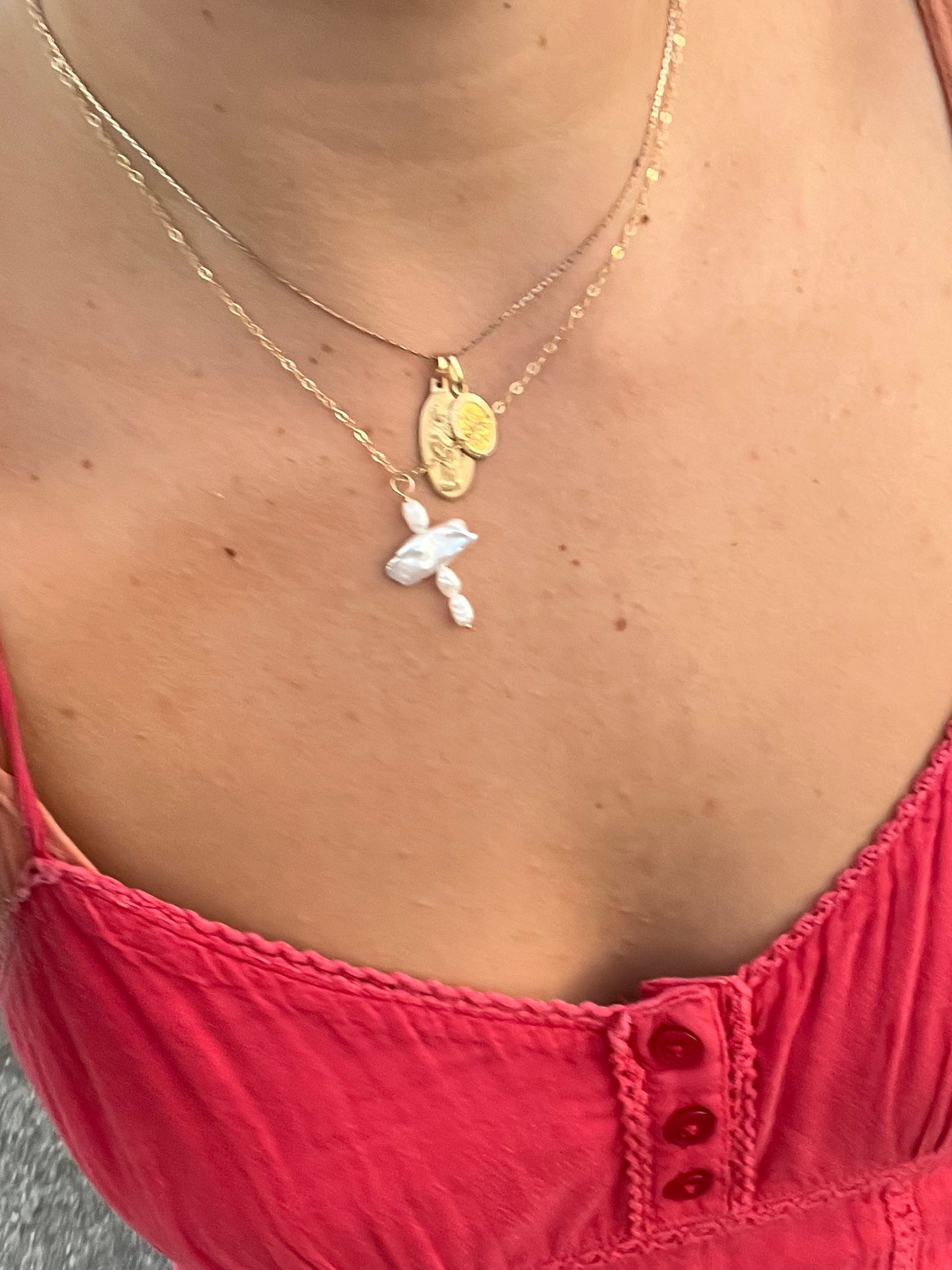 OG PEARL CROSS NECKLACE