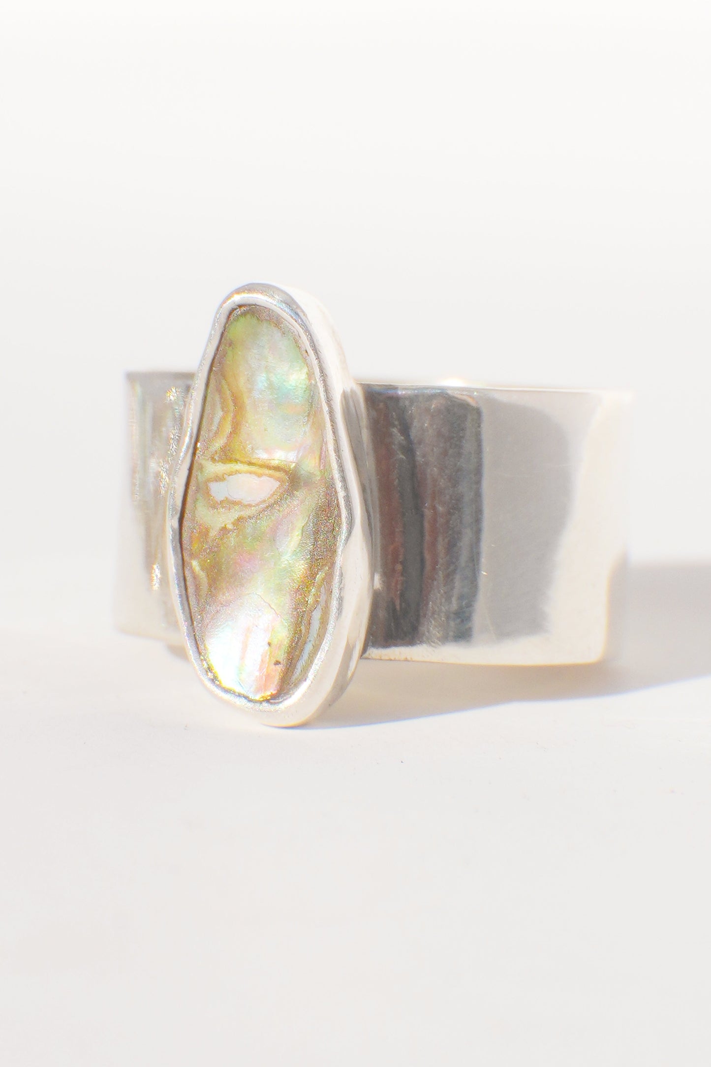 Wide Band Abalone Ring 8