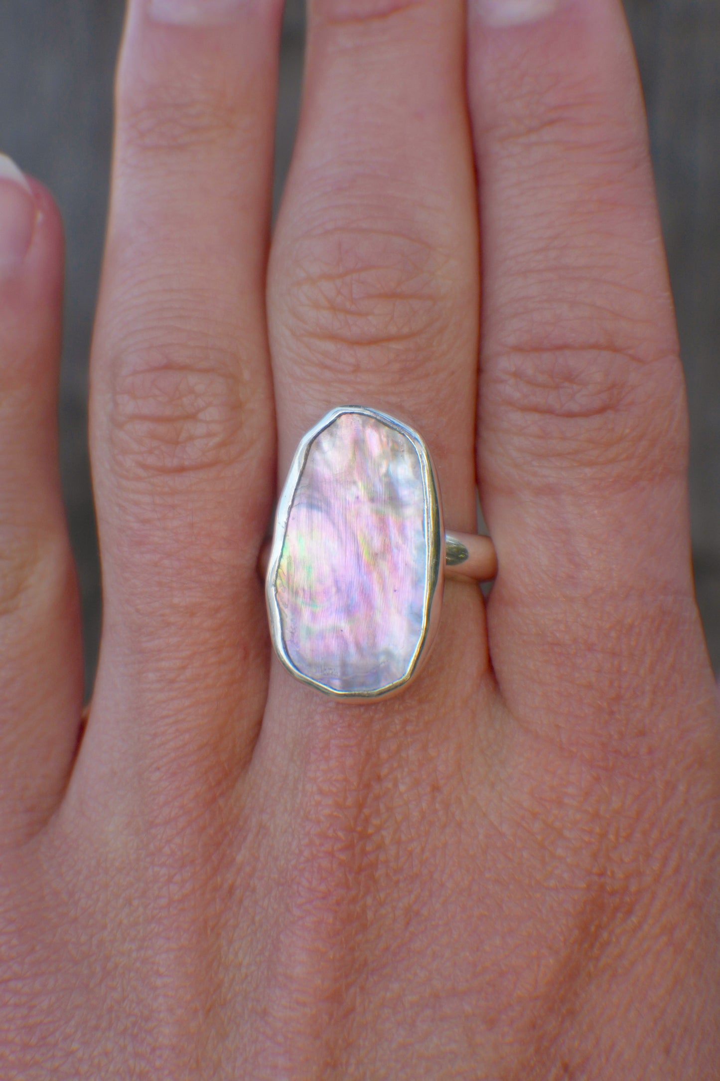 Chunky Abalone Ring 6.5
