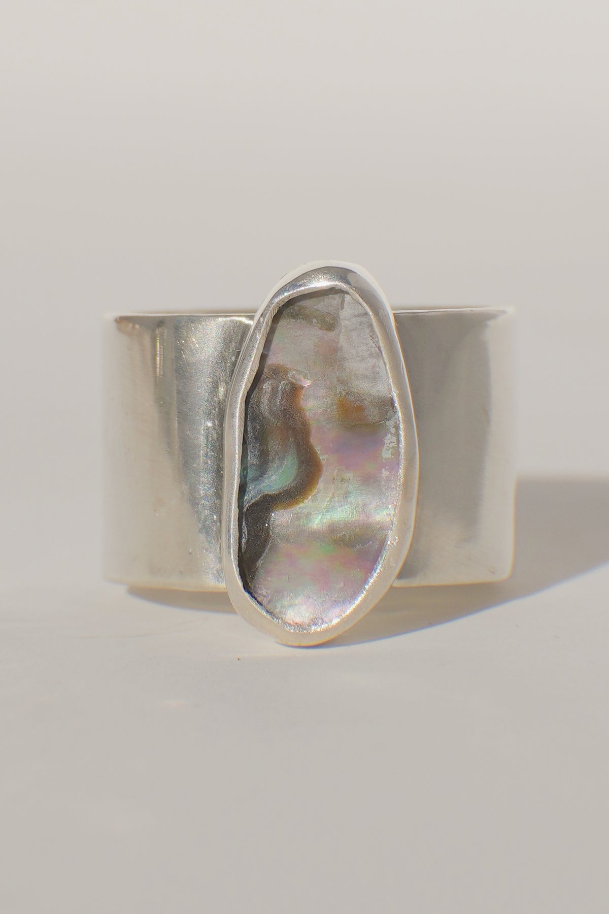 Wide Band Abalone Ring 5