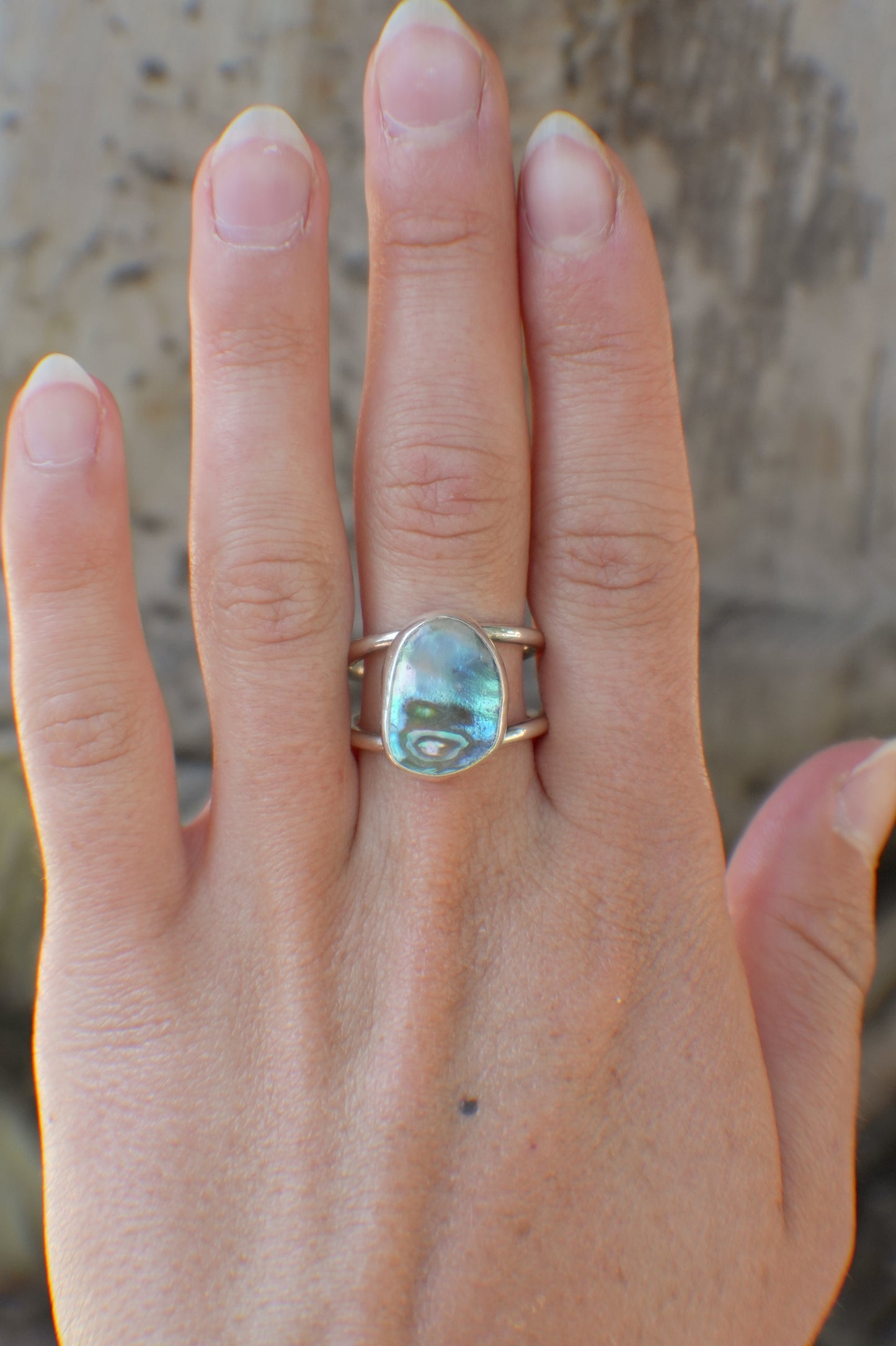 Double Band Abalone Ring 8