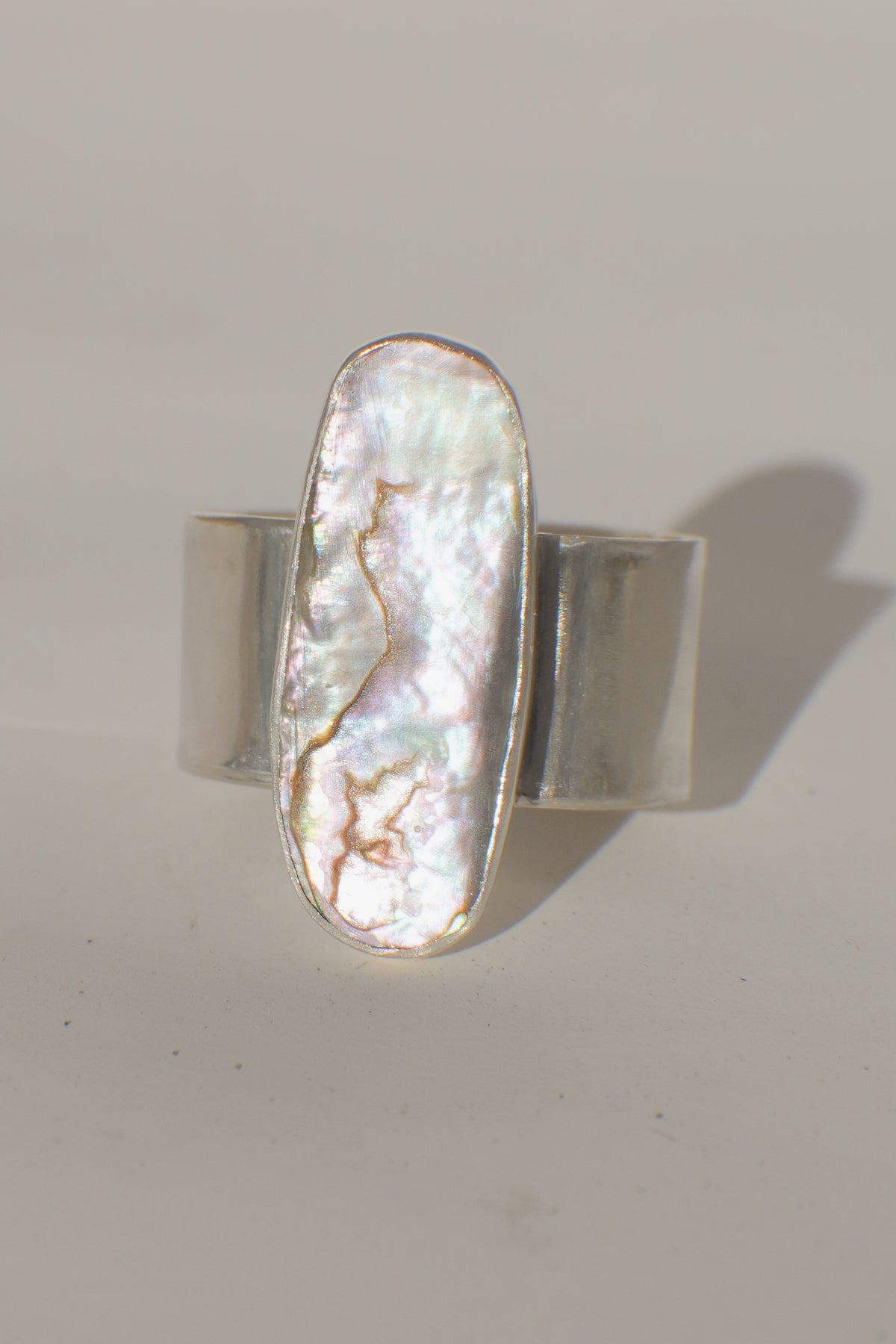 Wide Band Abalone Ring 10