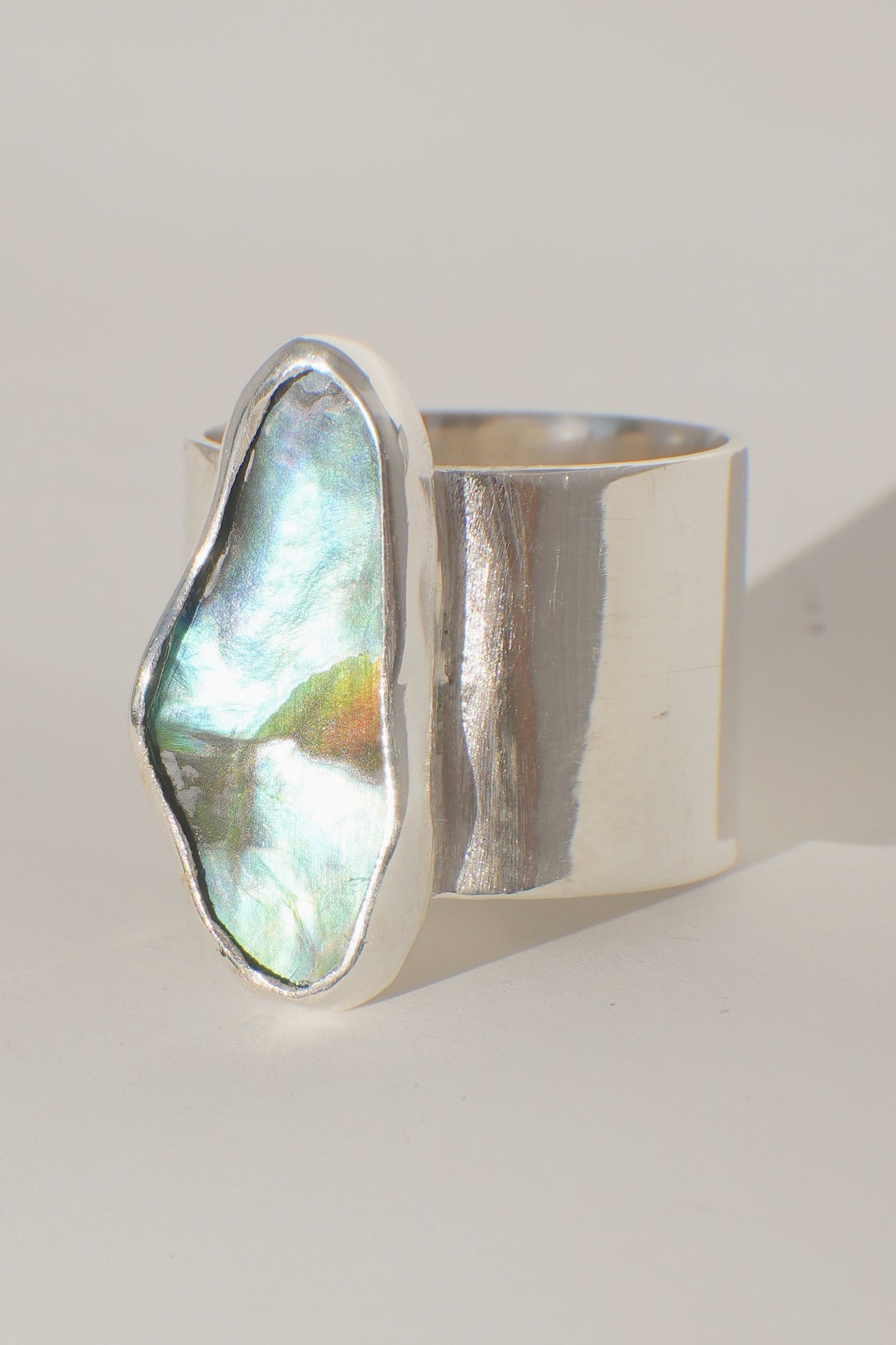 Wide Band Abalone Ring 6.5