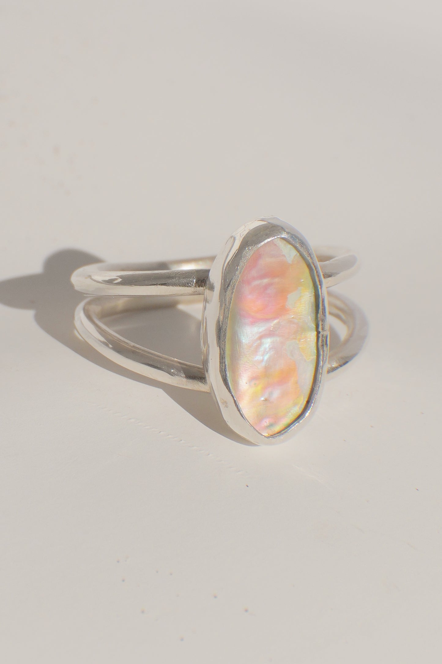 Double Band Abalone Ring 9.5