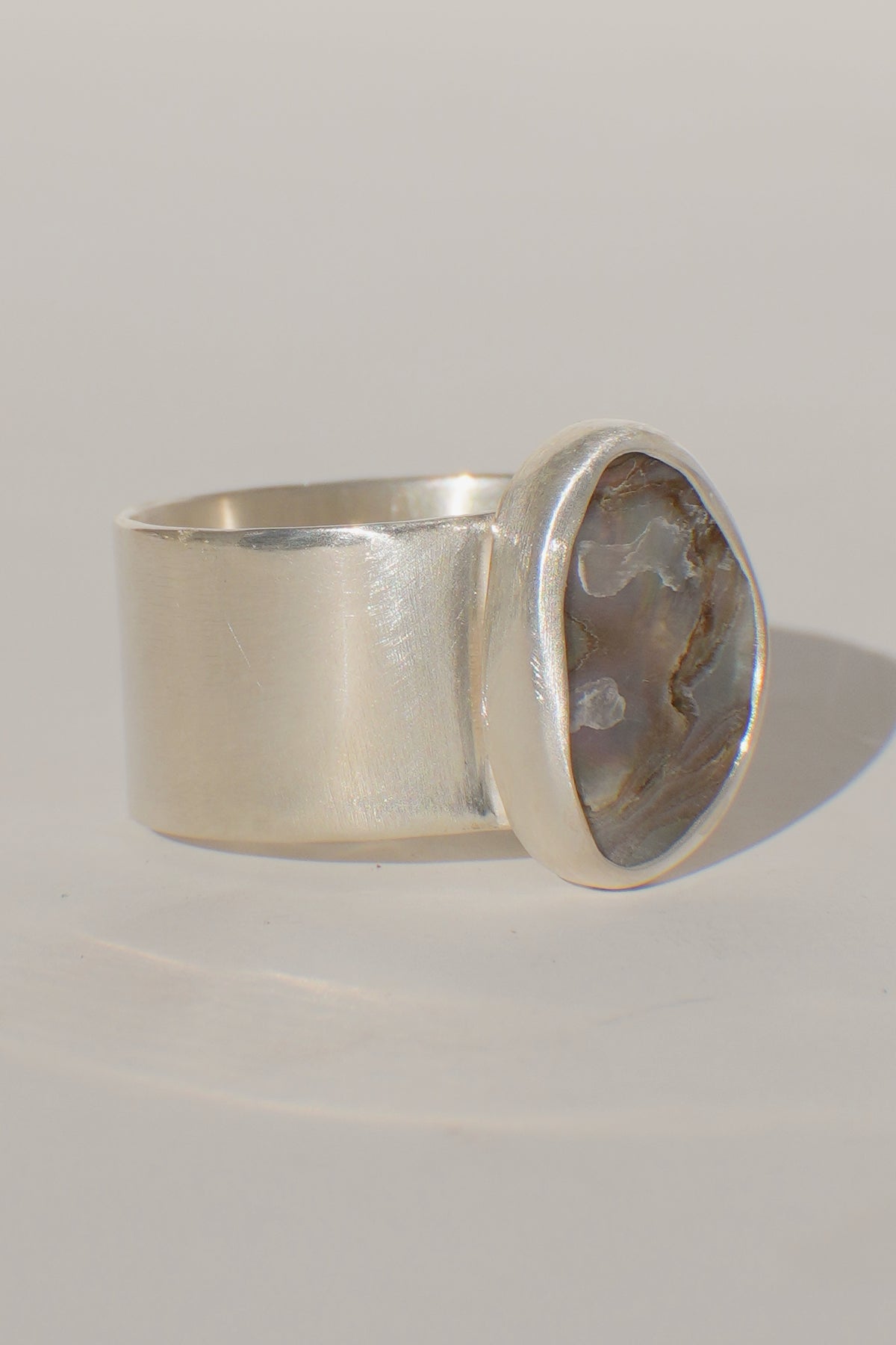 Wide Band Abalone Ring 9.5