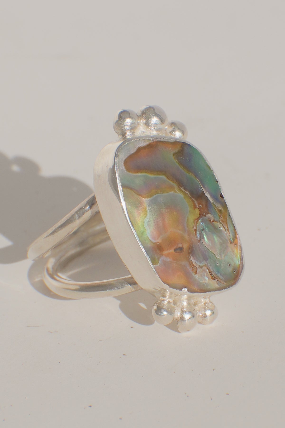Abalone Double Band Ring 6.5