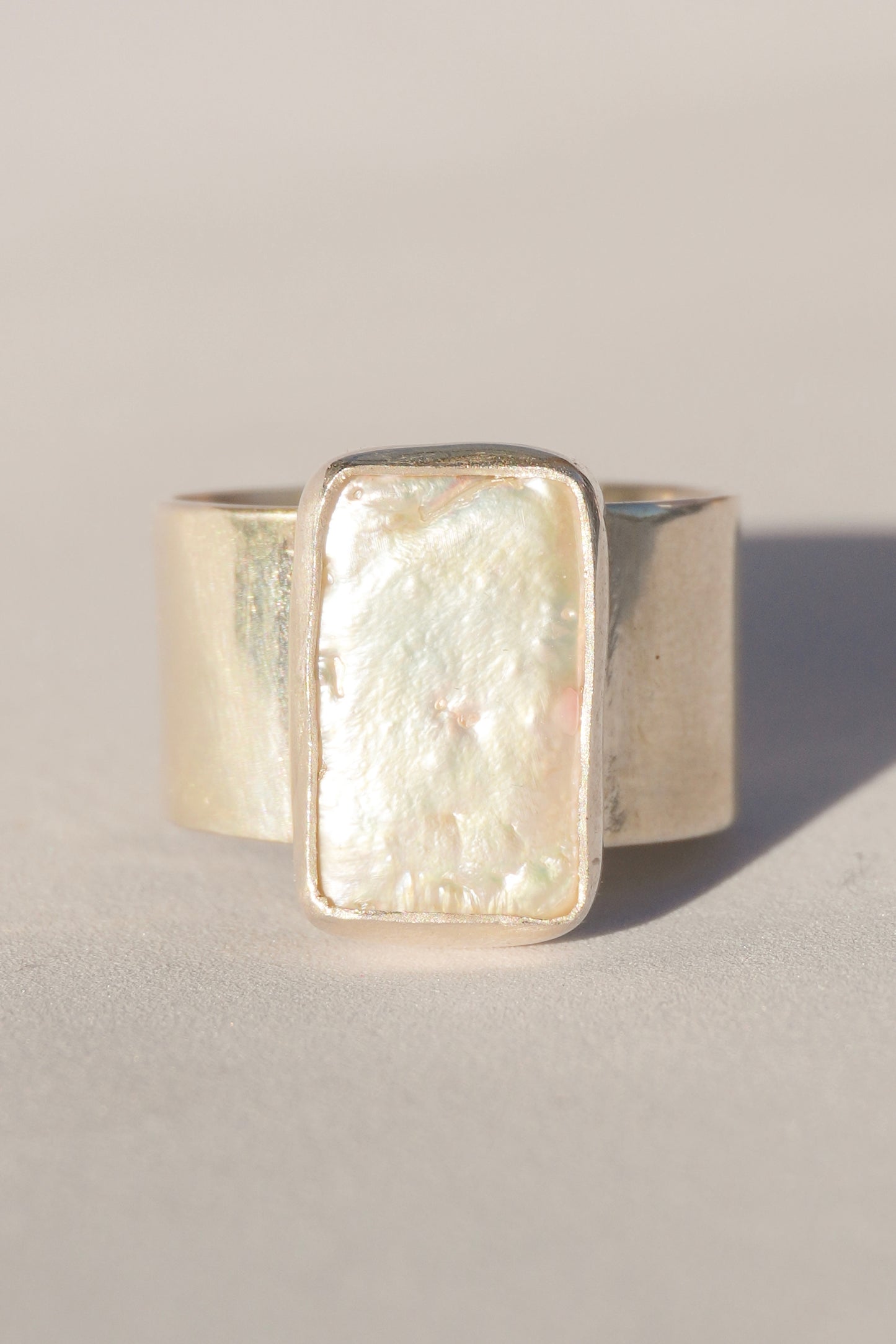 Pearl Wide Band Ring 6