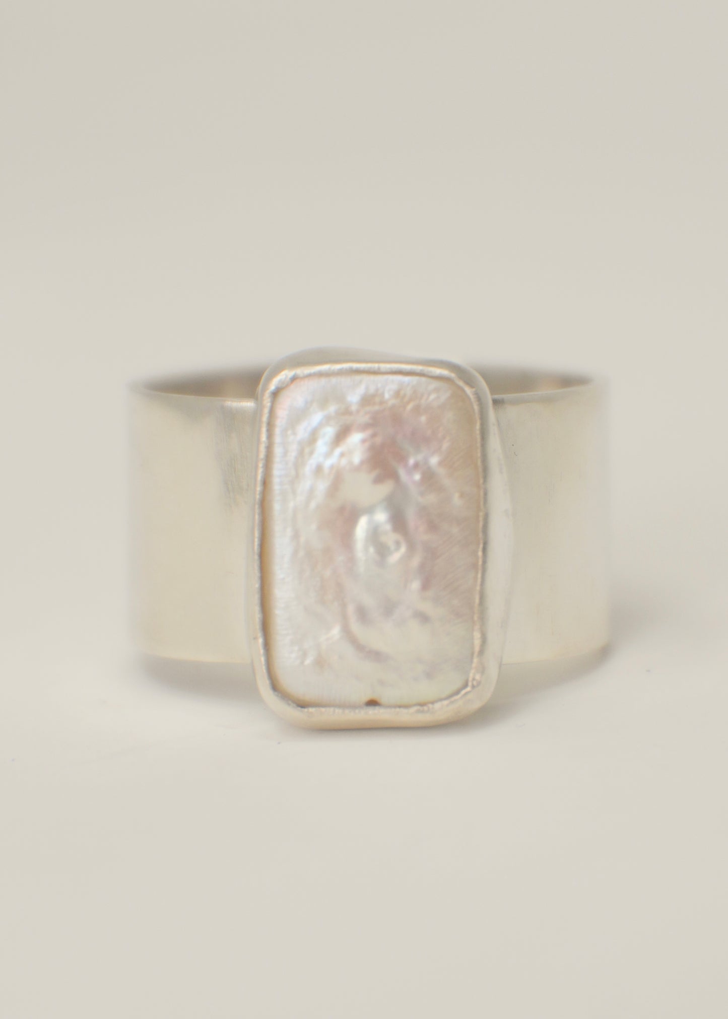 Wide Pearl Ring 8