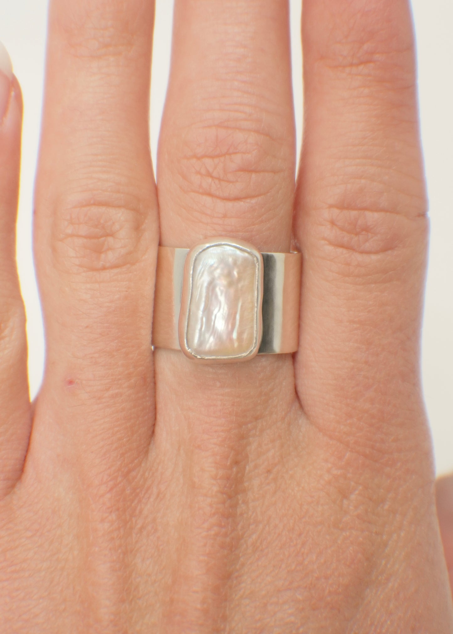 Wide Pearl Ring 7.5