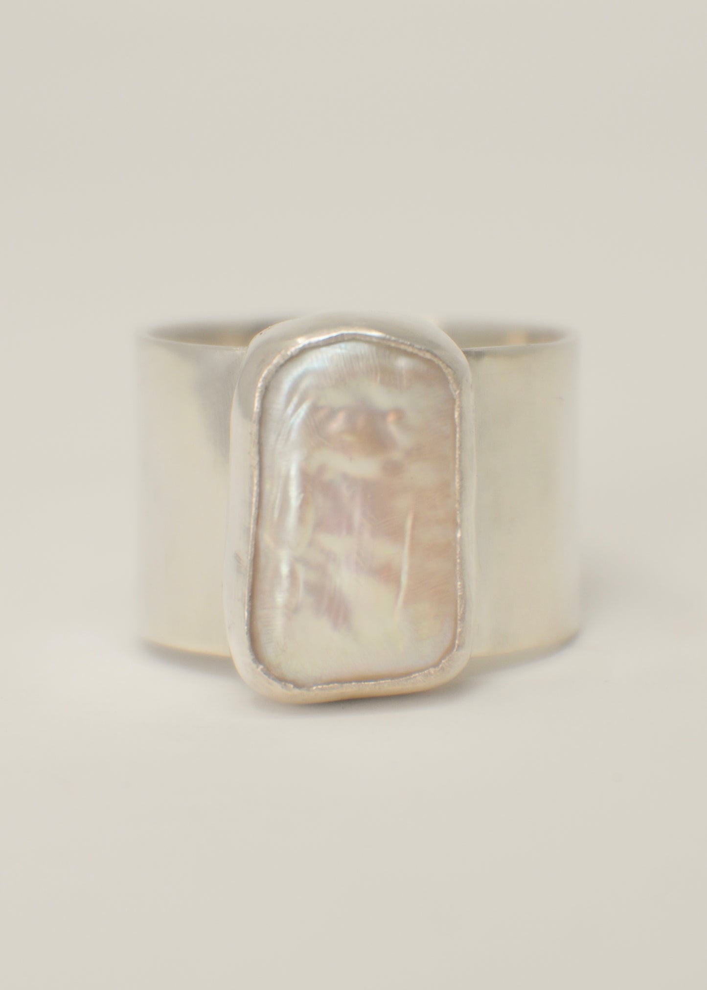 Wide Pearl Ring 7.5