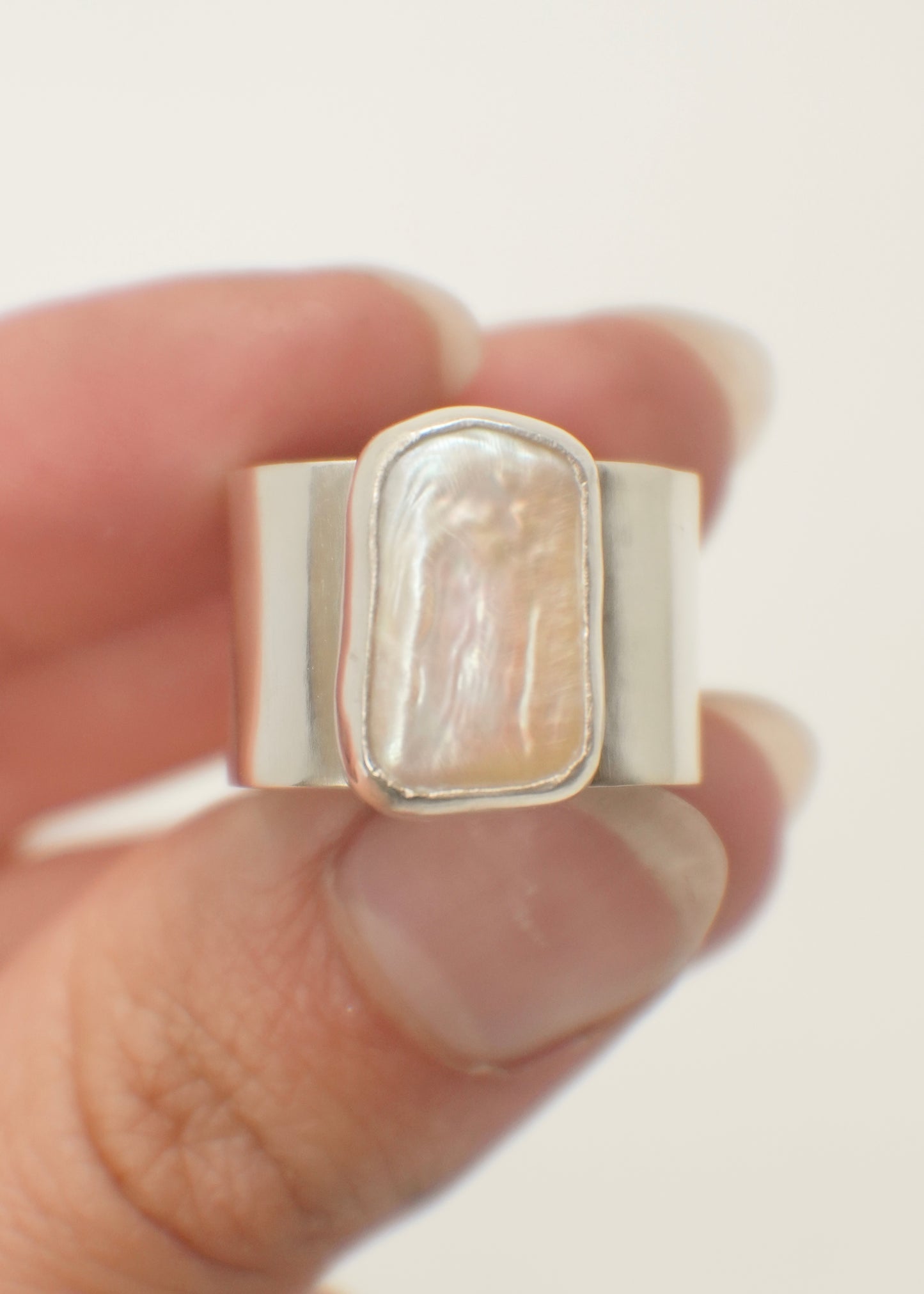 Wide Pearl Ring 7.5