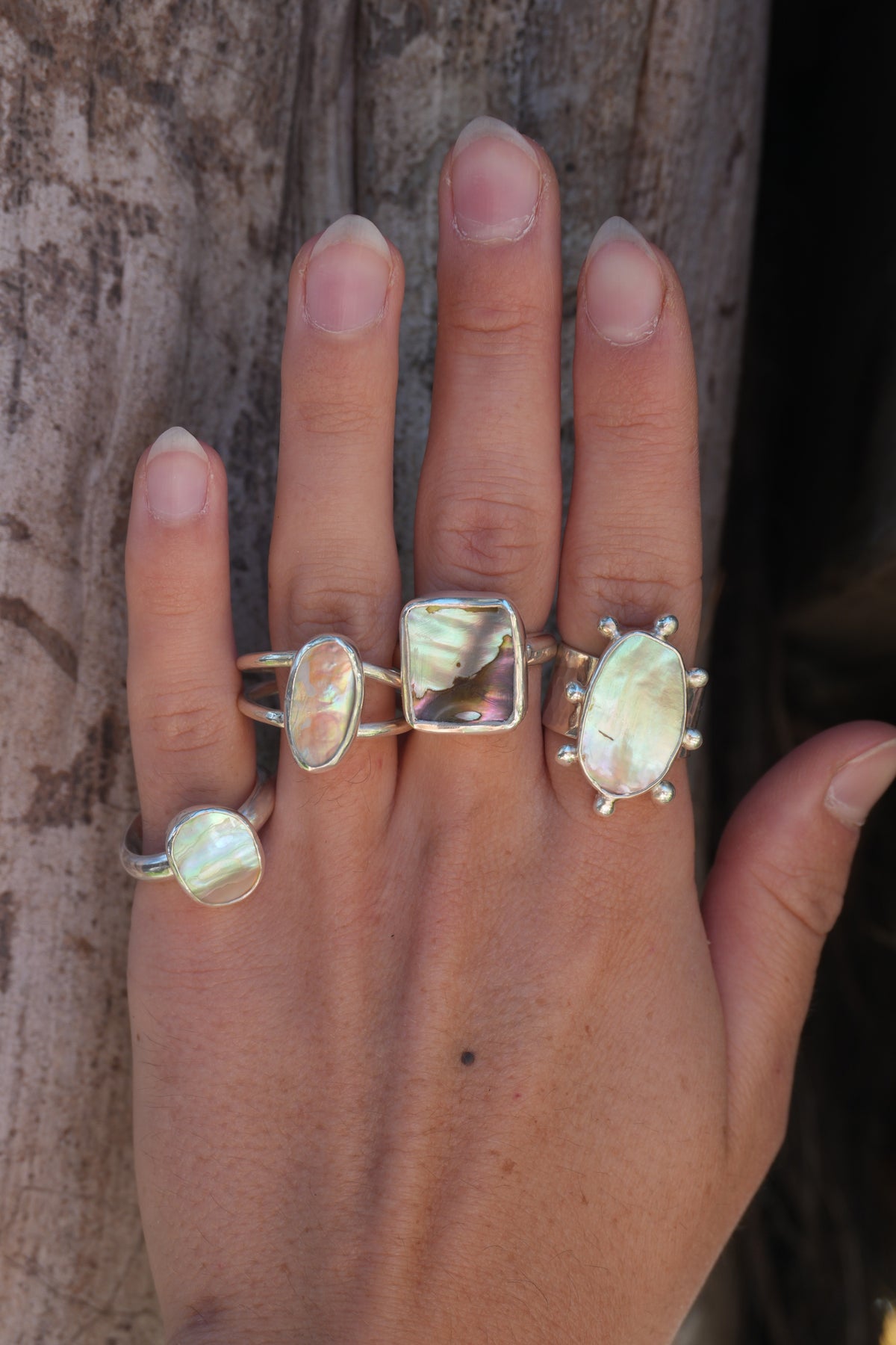 Abalone Dot Ring 7.5