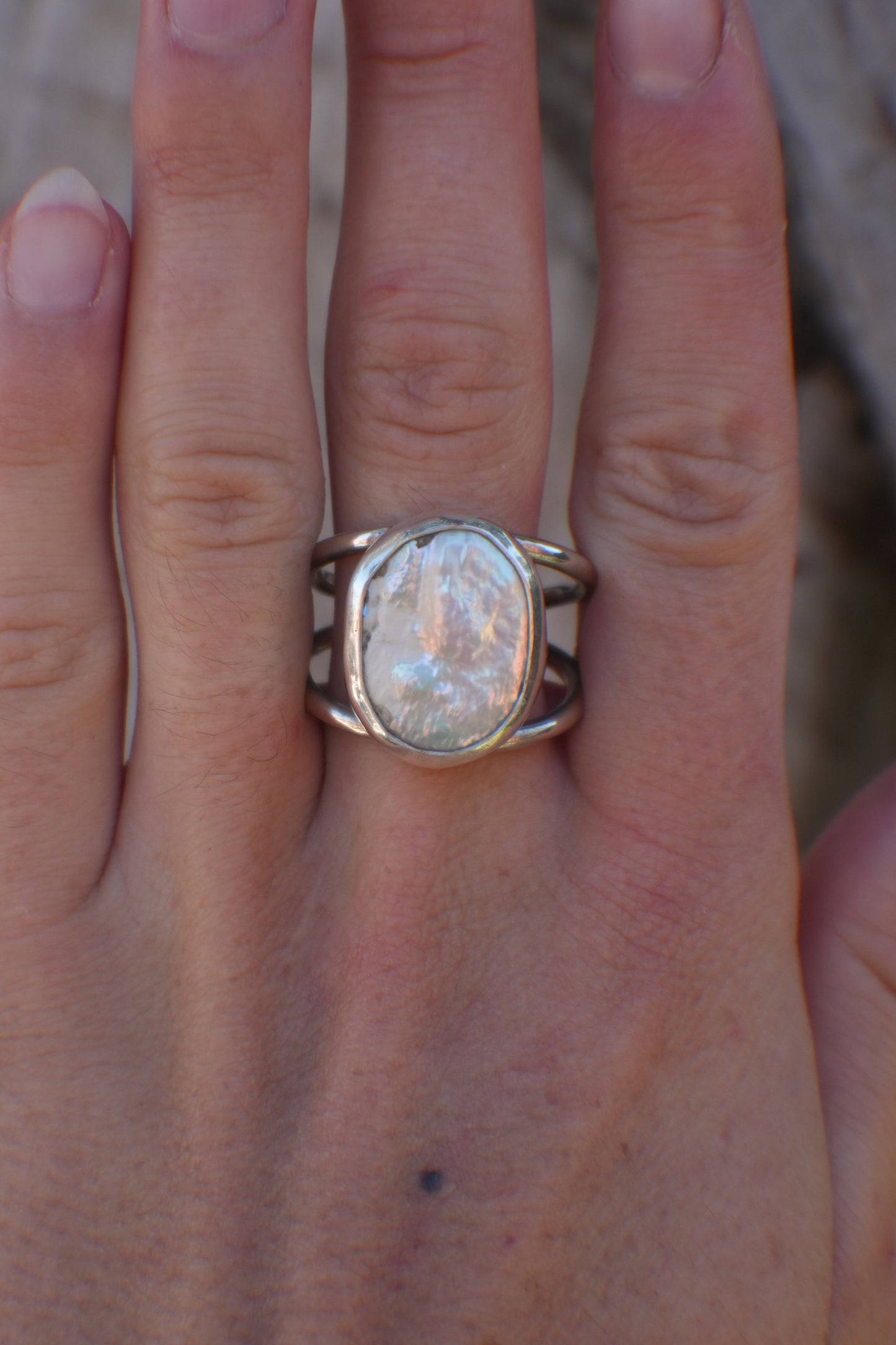 Double Band Pearl Ring Size 11