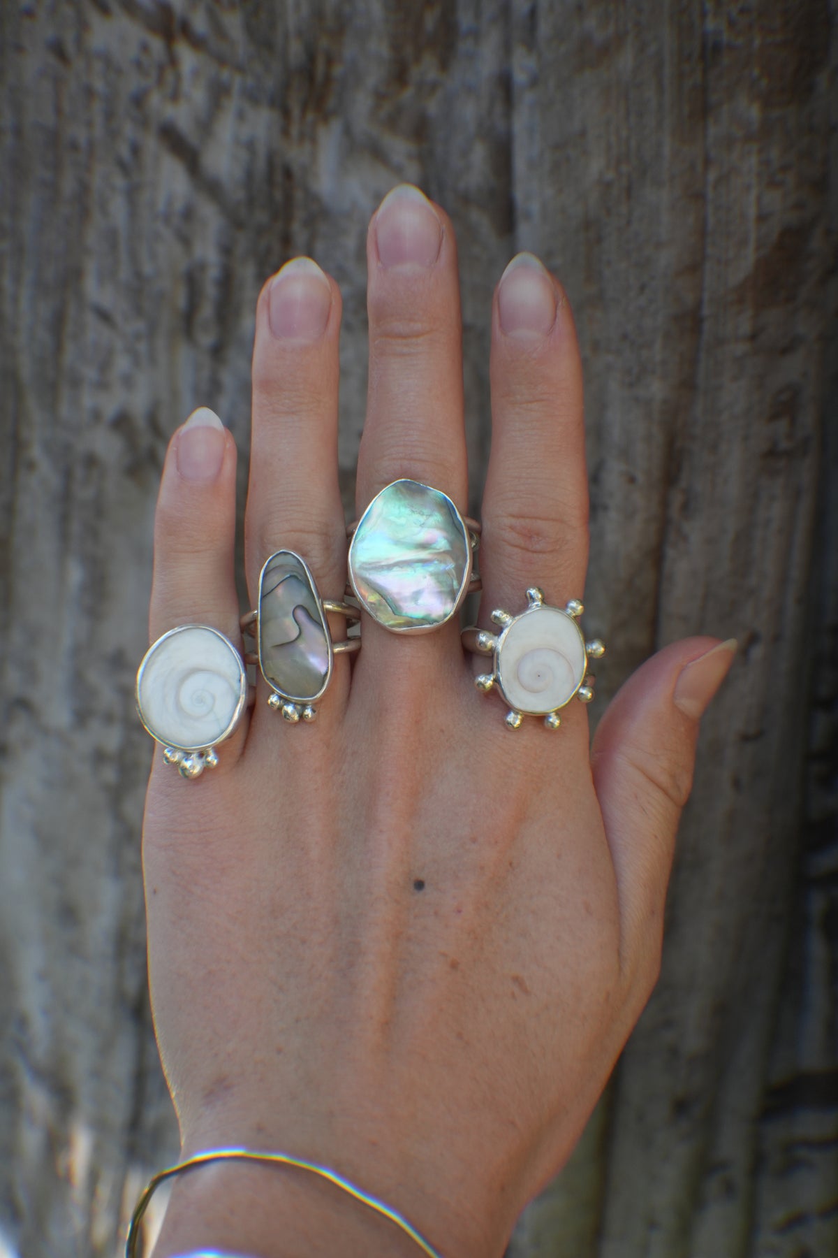 Abalone Double Band Ring 5.5