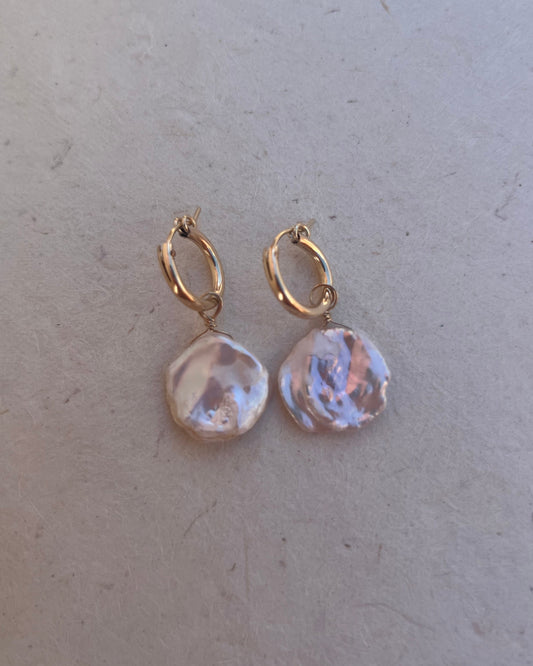 Large Keshi Pearl Hoops