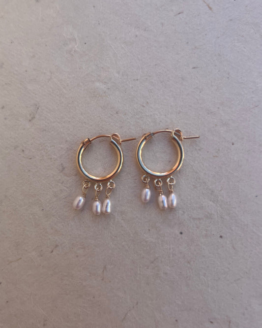 Trio Pearl Hoops