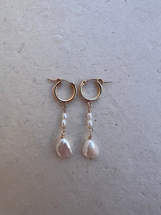 Dangle Pearl Hoops