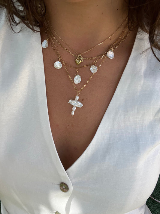 PEARL CROSS NECKLACE