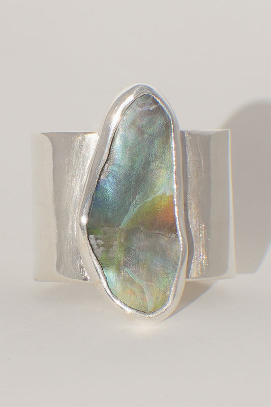 Wide Band Abalone Ring 6.5