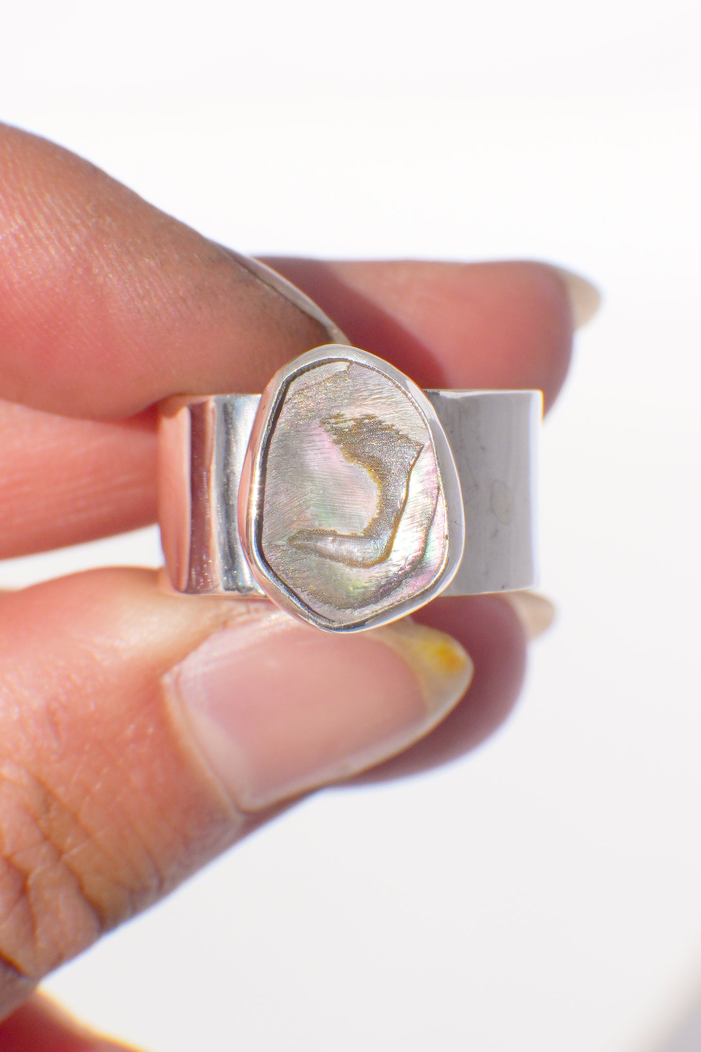Wide Band Abalone Ring 7.5