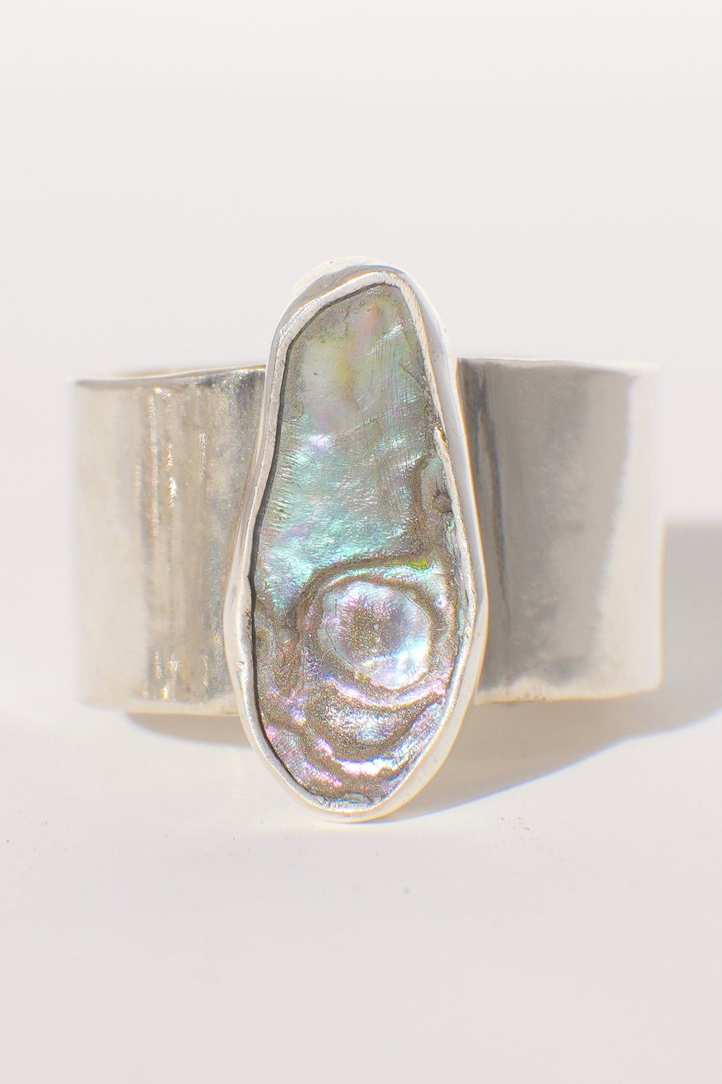 Wide Band Abalone Ring 8
