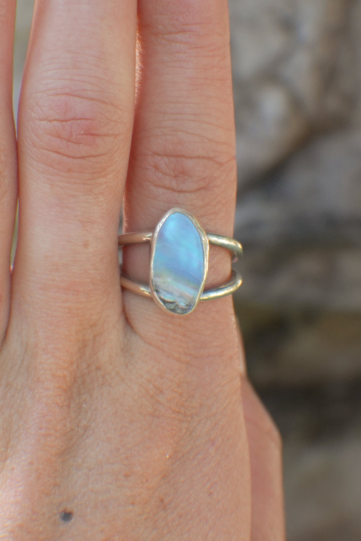 Double Band Abalone Ring 7