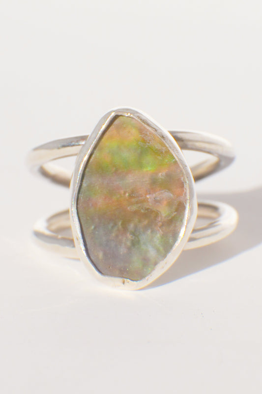 Double Band Abalone Ring 7