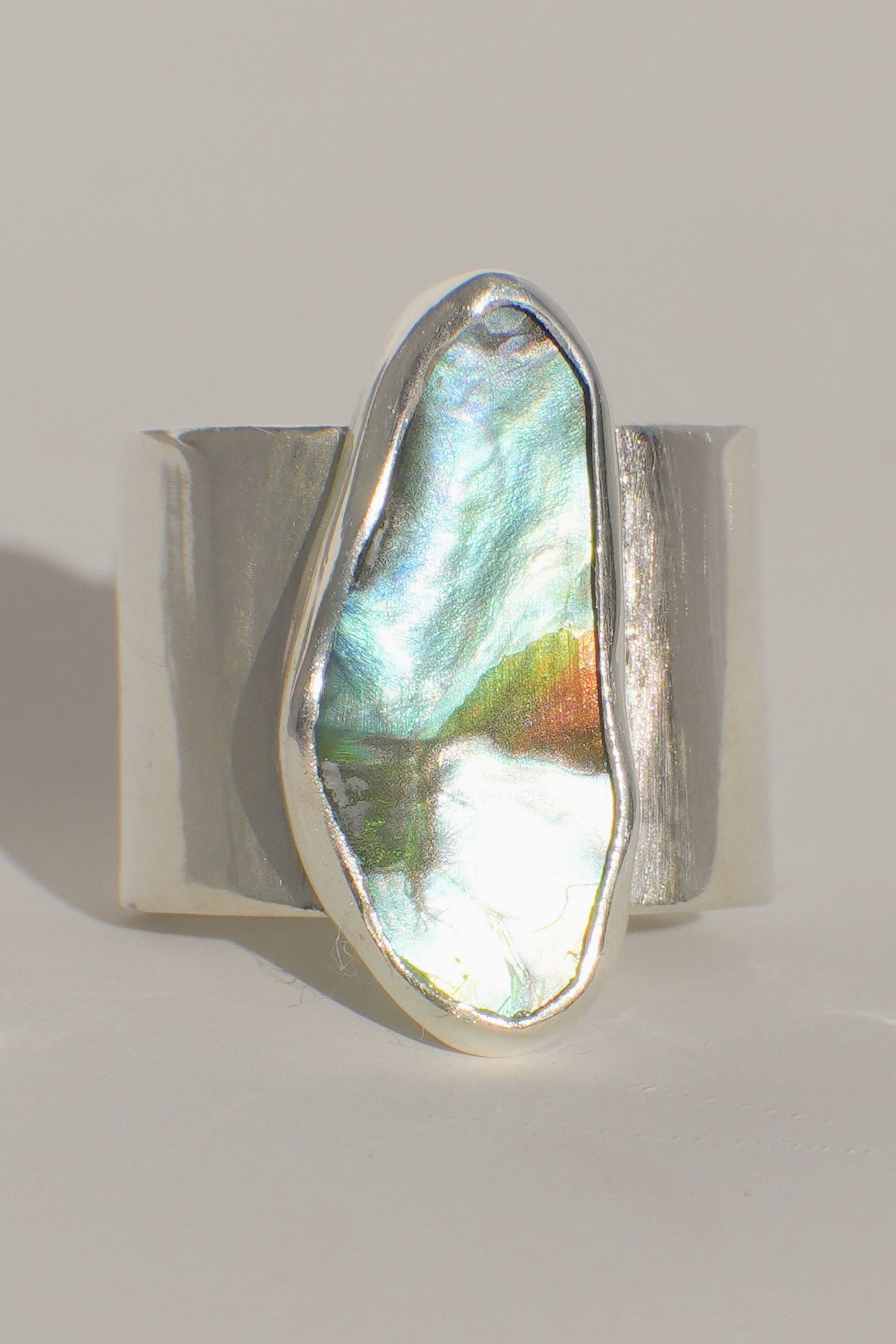 Wide Band Abalone Ring 6.5