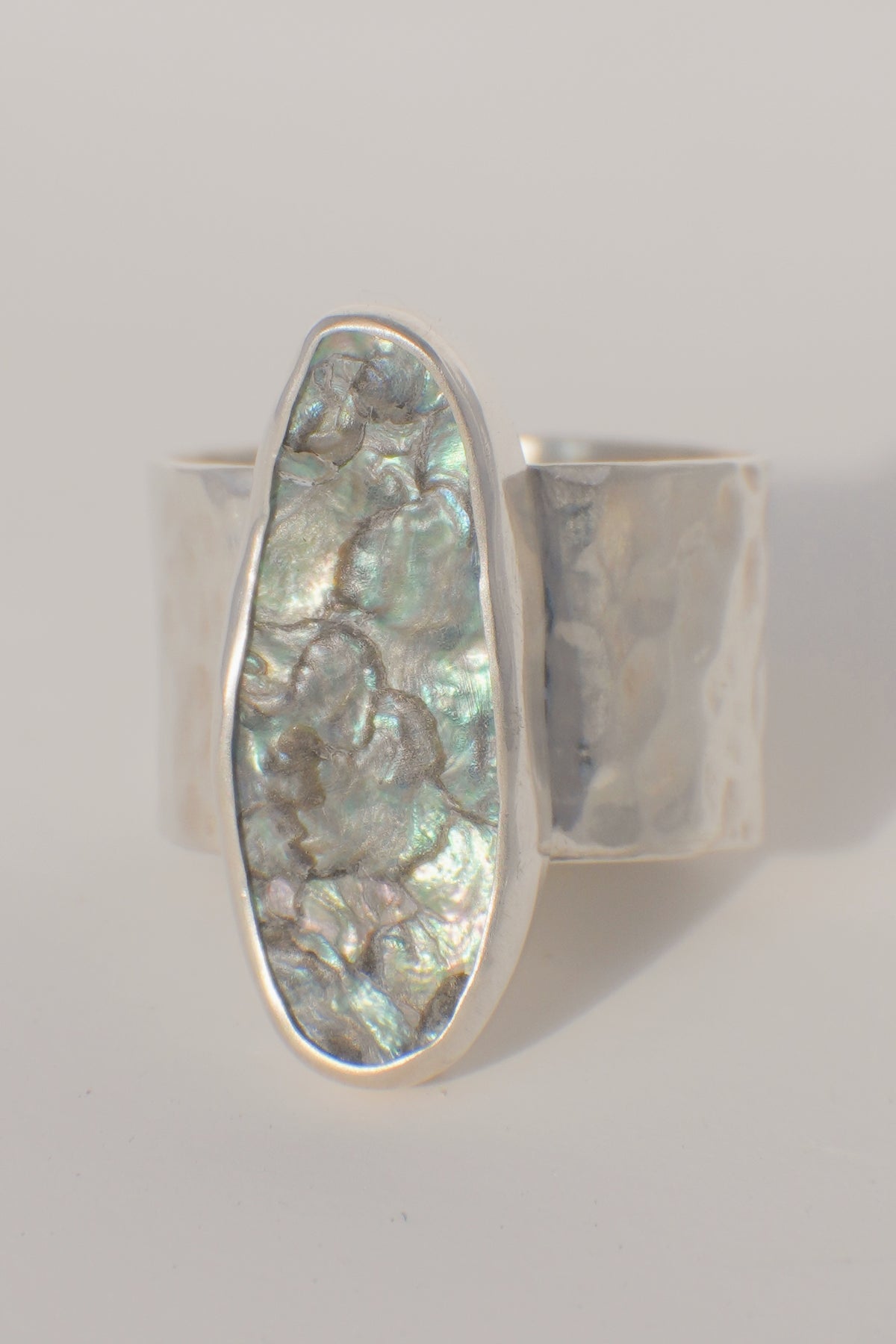 Wide Band Abalone Ring 7
