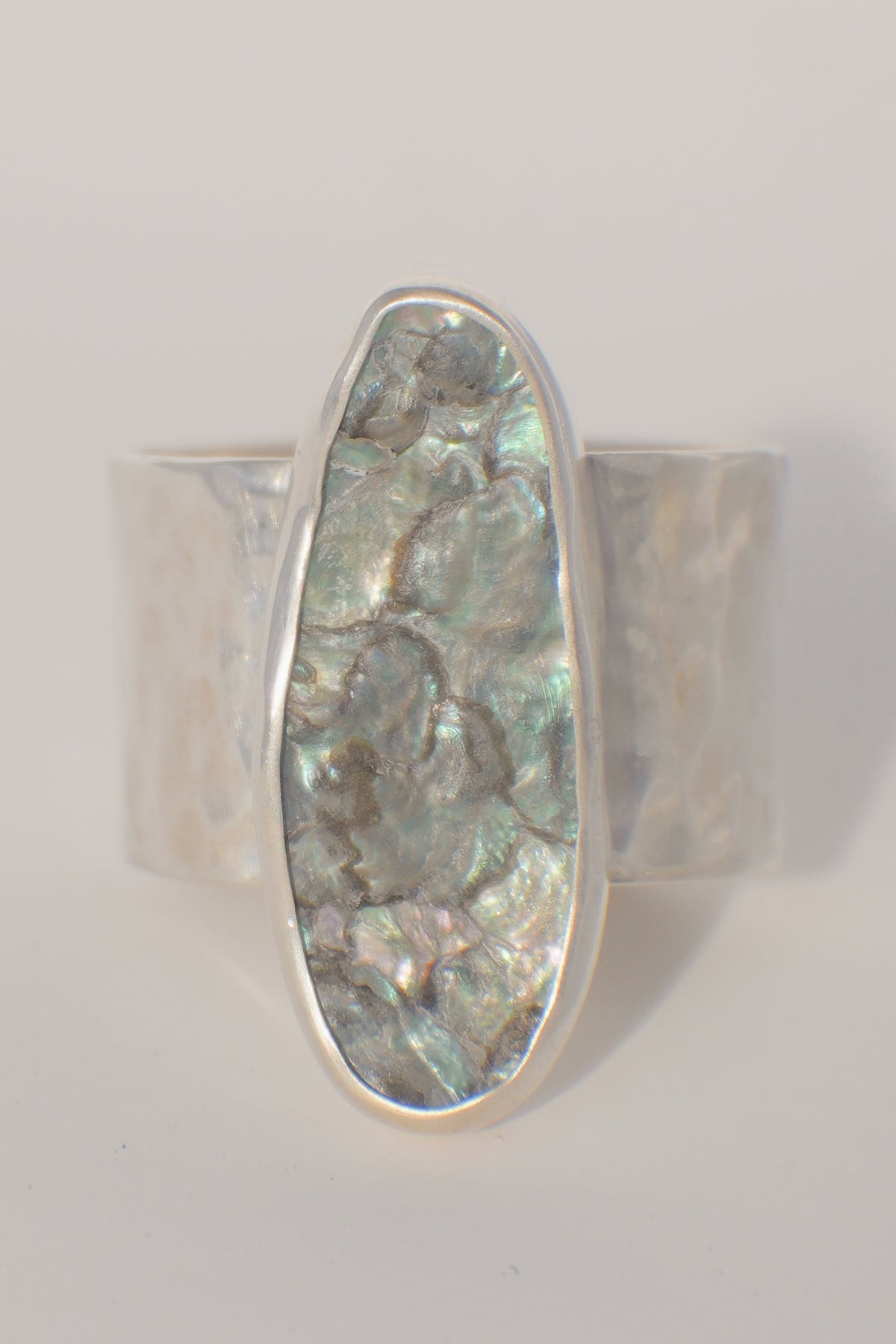 Wide Band Abalone Ring 7