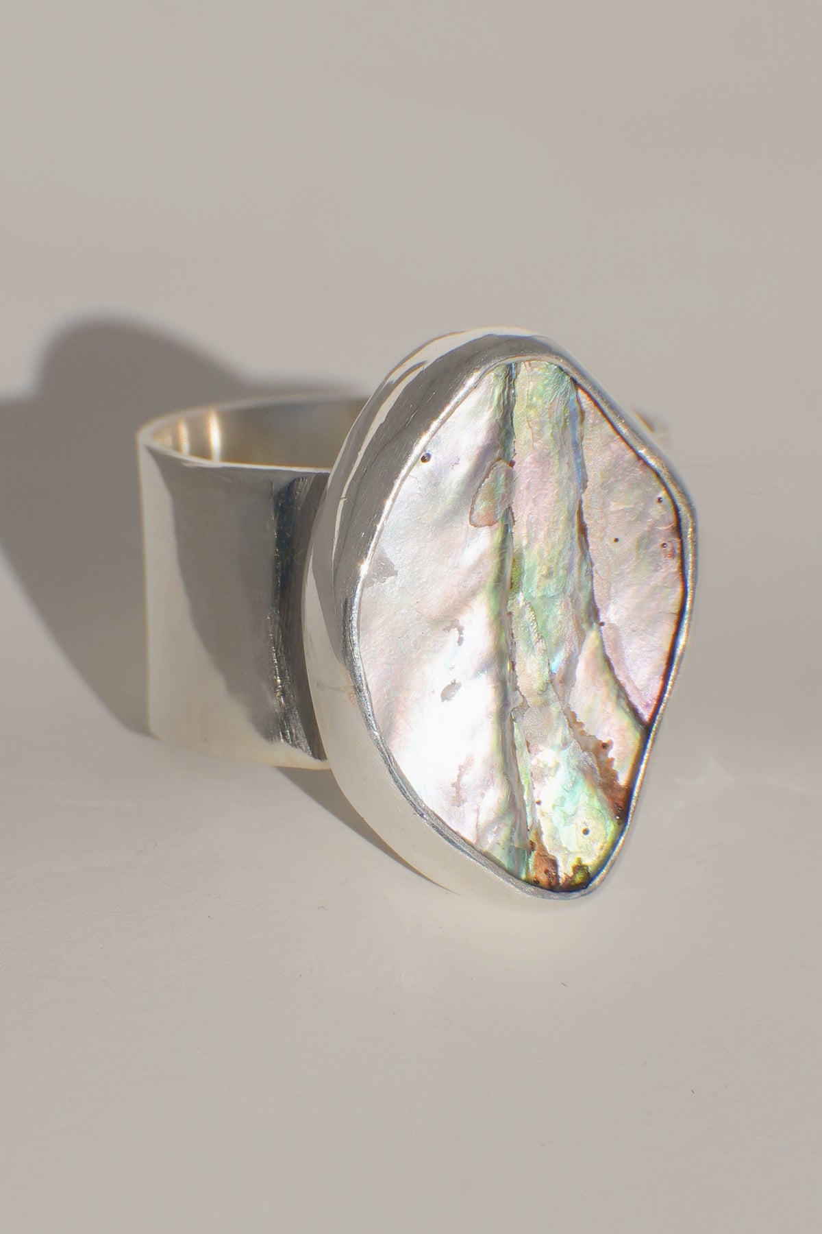 Wide Band Abalone Ring 7.5
