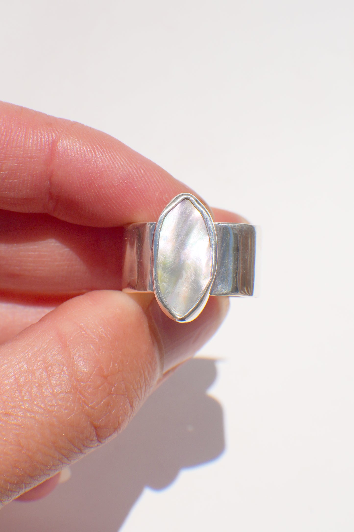 Wide Band Abalone Ring 7.5