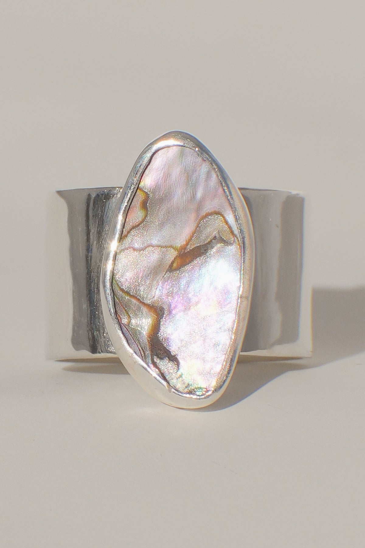 Wide Band Abalone Ring 6