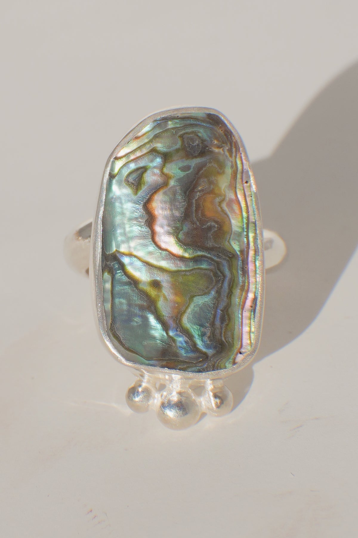 Twisted Dainty Band Abalone Ring 6