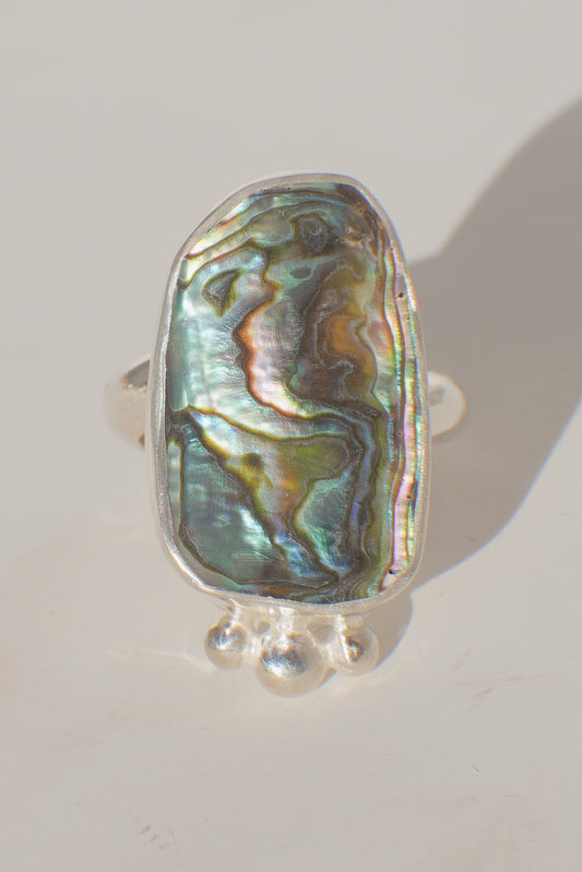 Twisted Dainty Band Abalone Ring 6