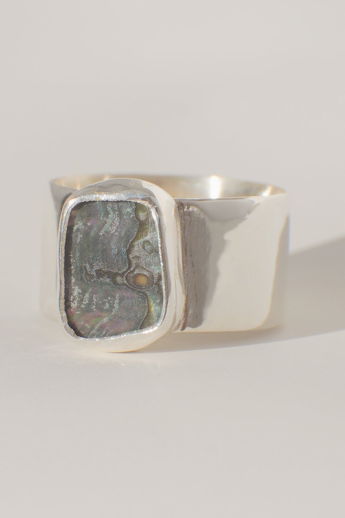 Wide Band Abalone Ring 6.5