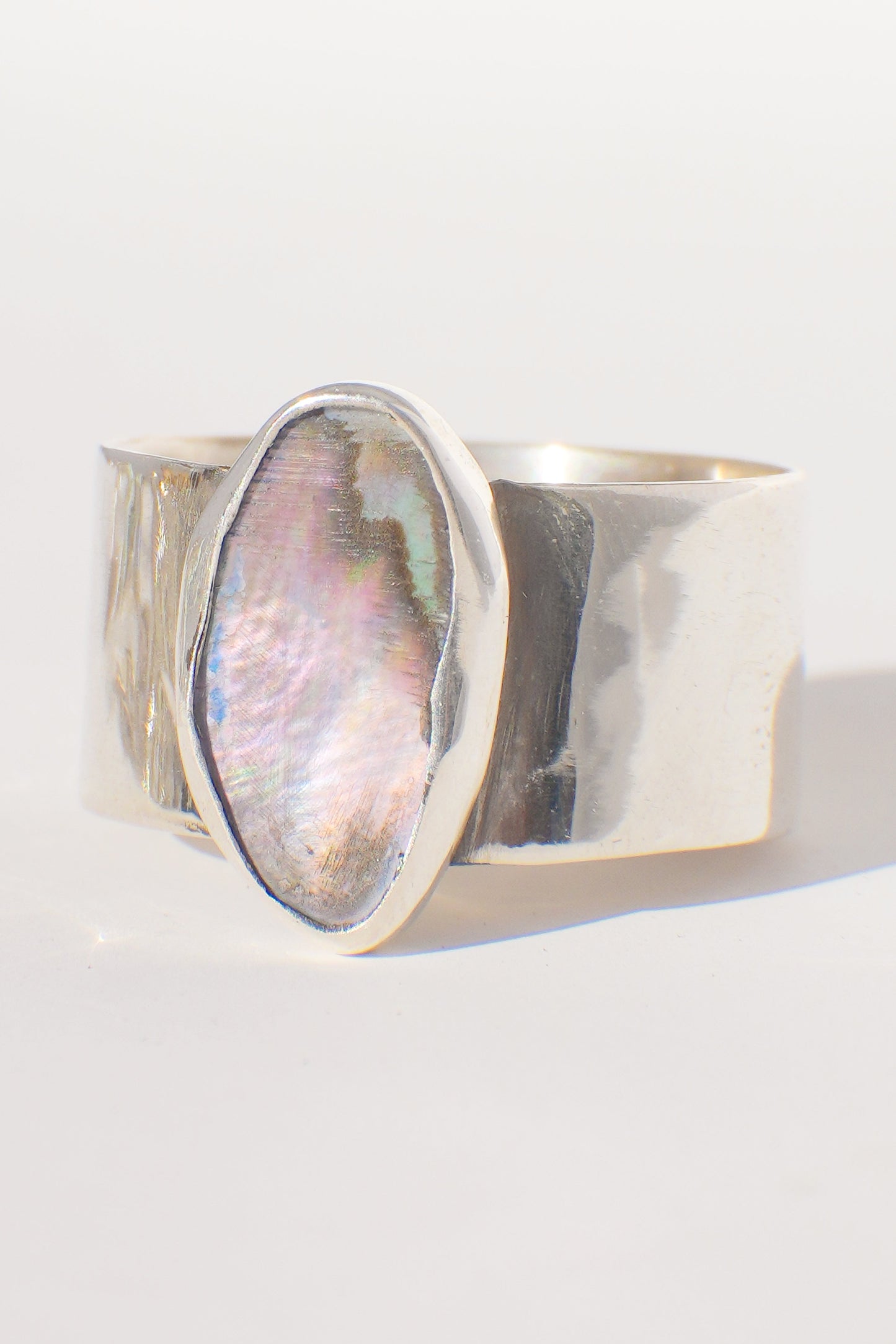 Wide Band Abalone Ring 11