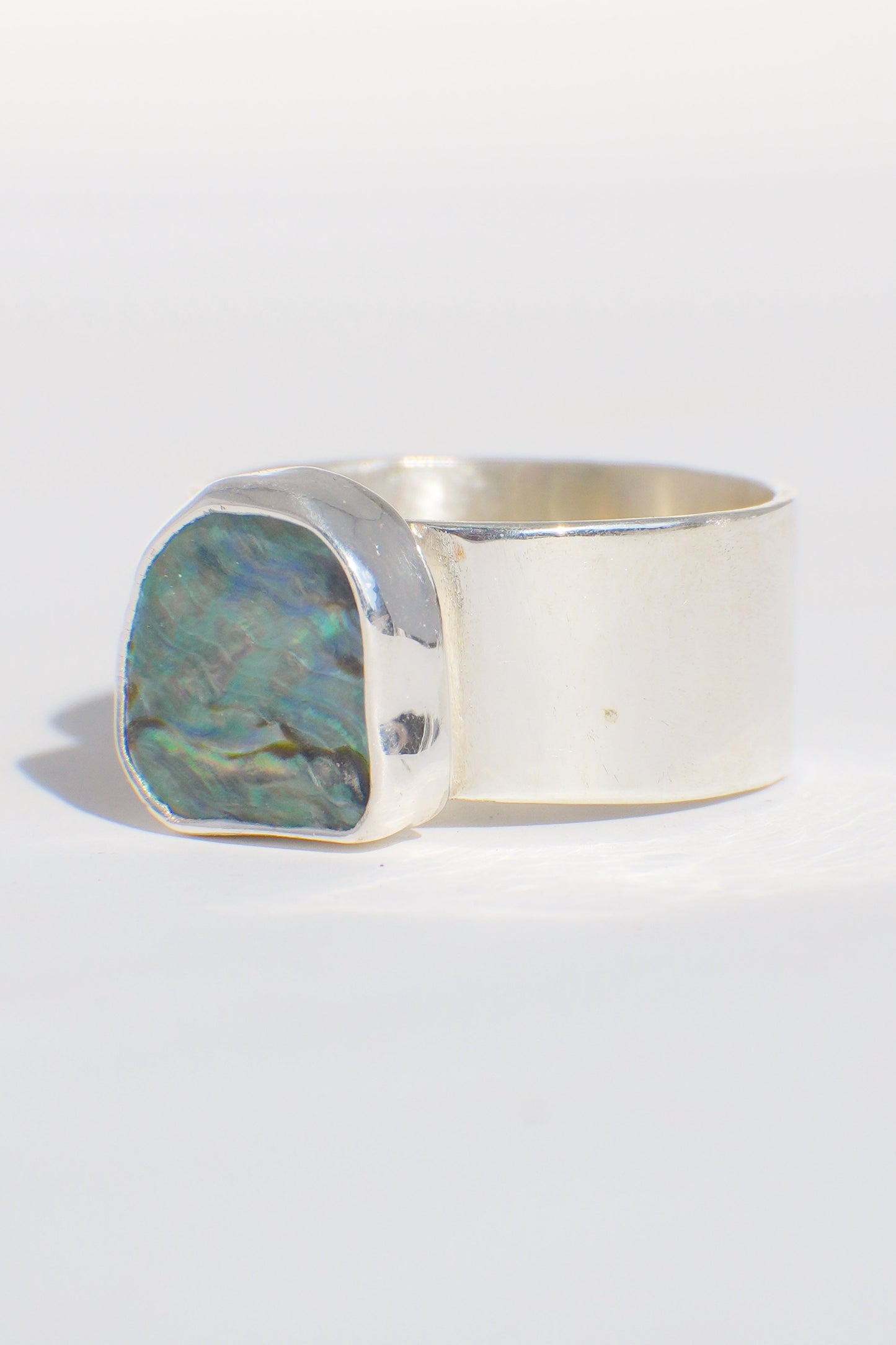 Wide Band Abalone Ring 8