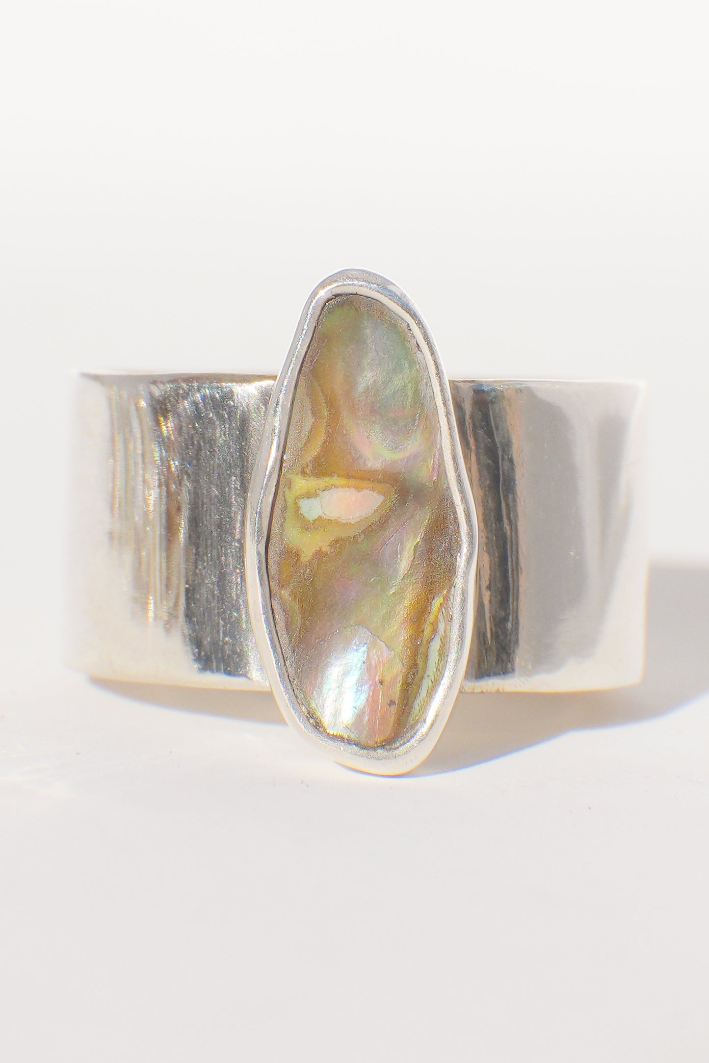 Wide Band Abalone Ring 8