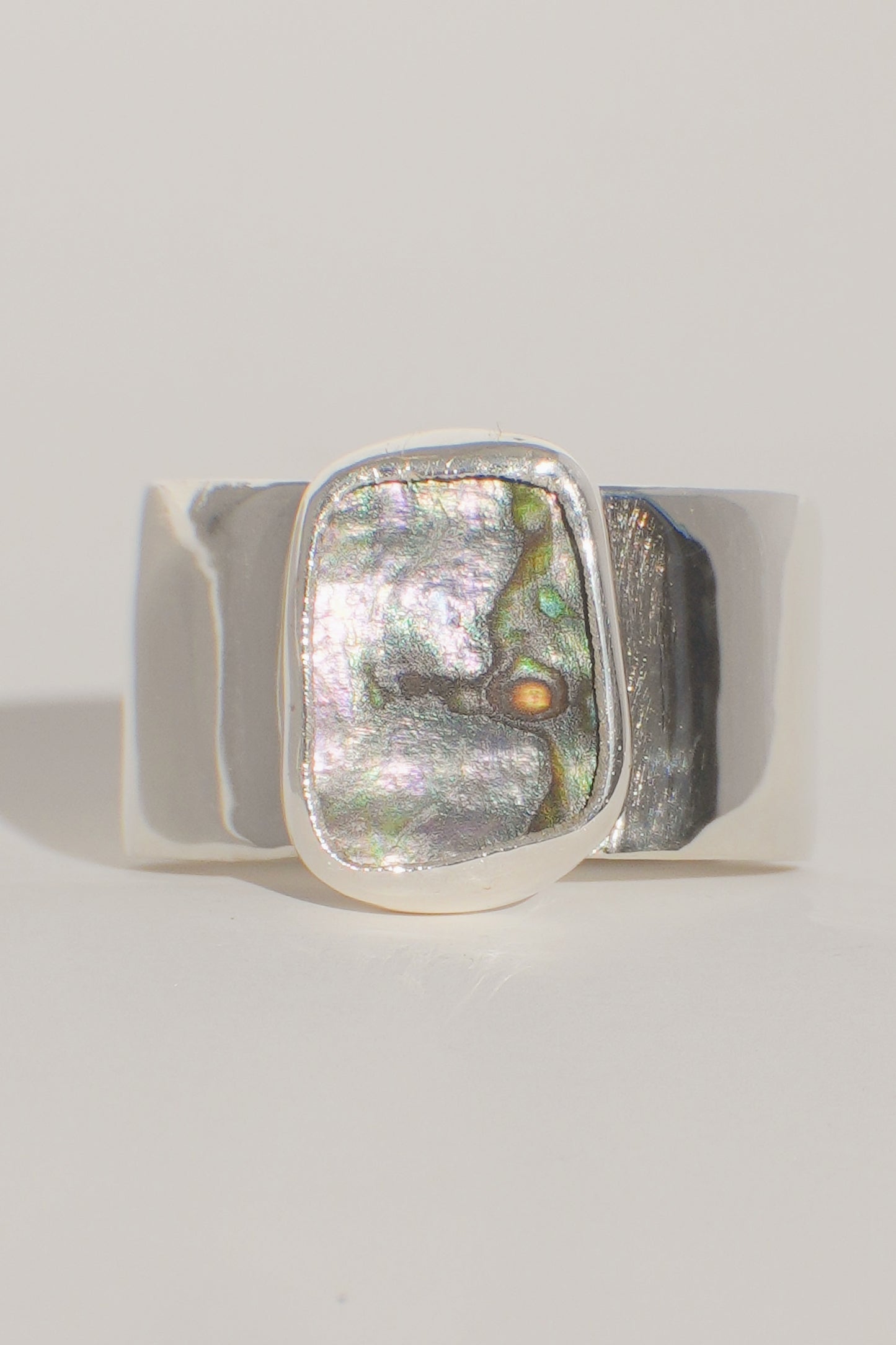 Wide Band Abalone Ring 6.5