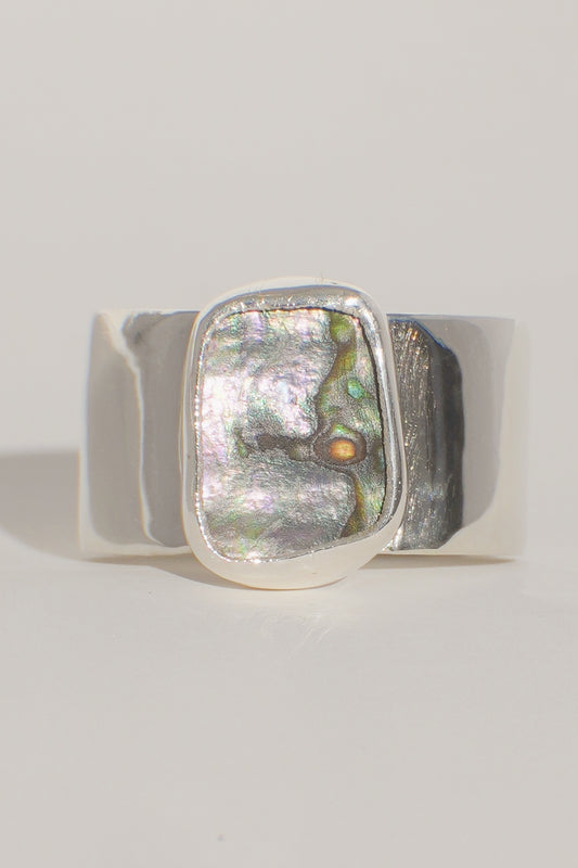 Wide Band Abalone Ring 6.5