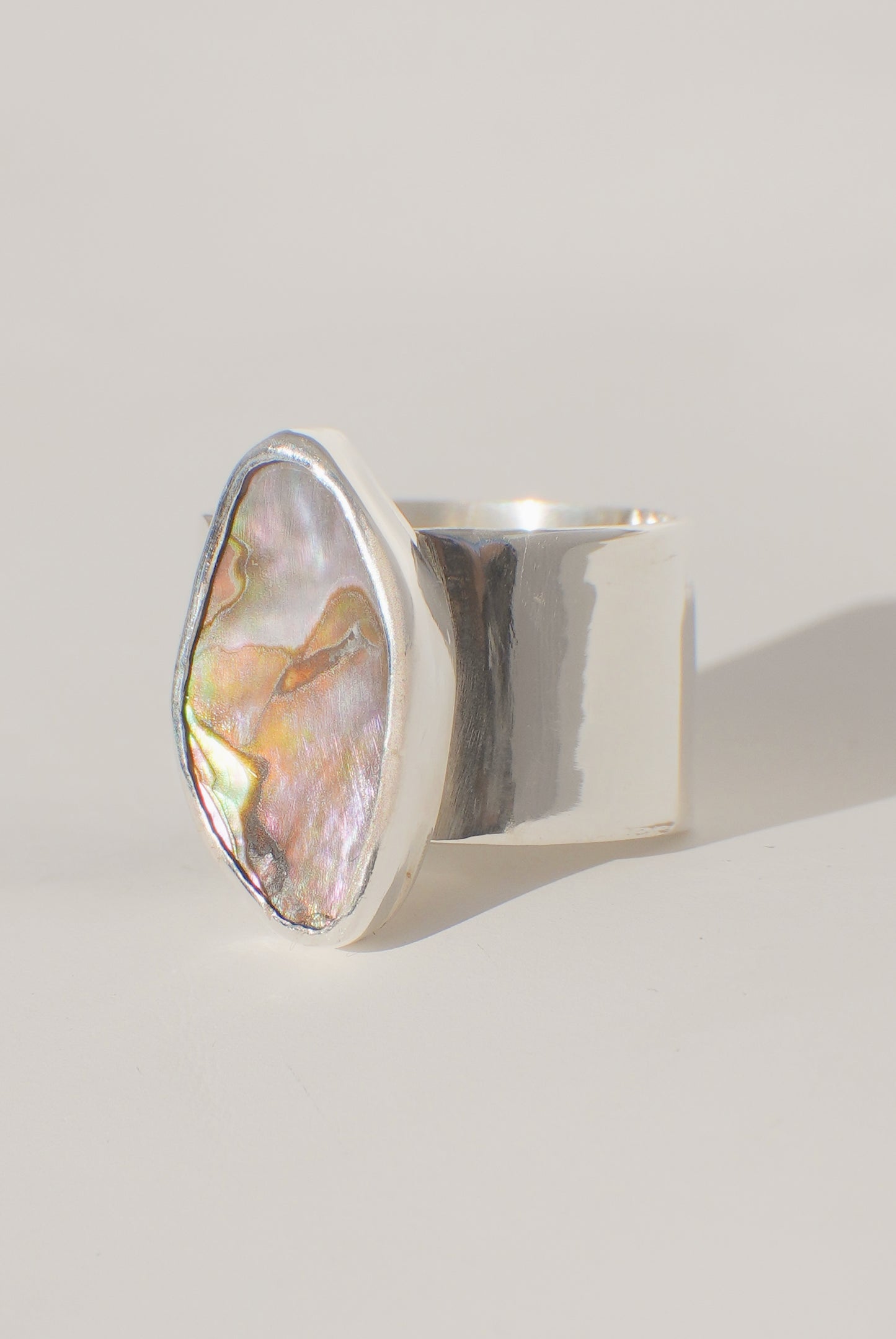 Wide Band Abalone Ring 6