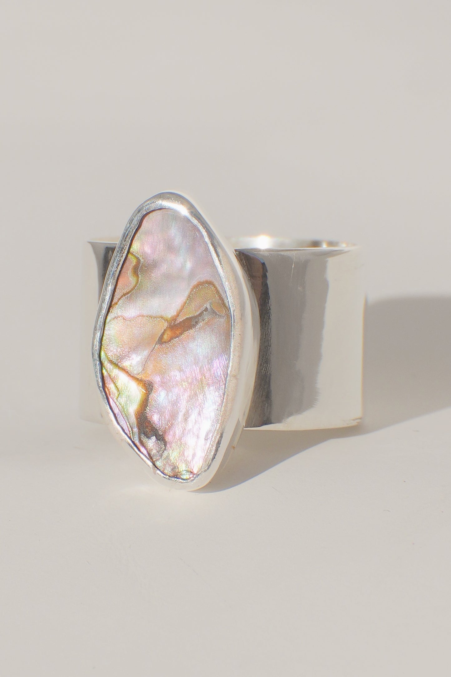 Wide Band Abalone Ring 6