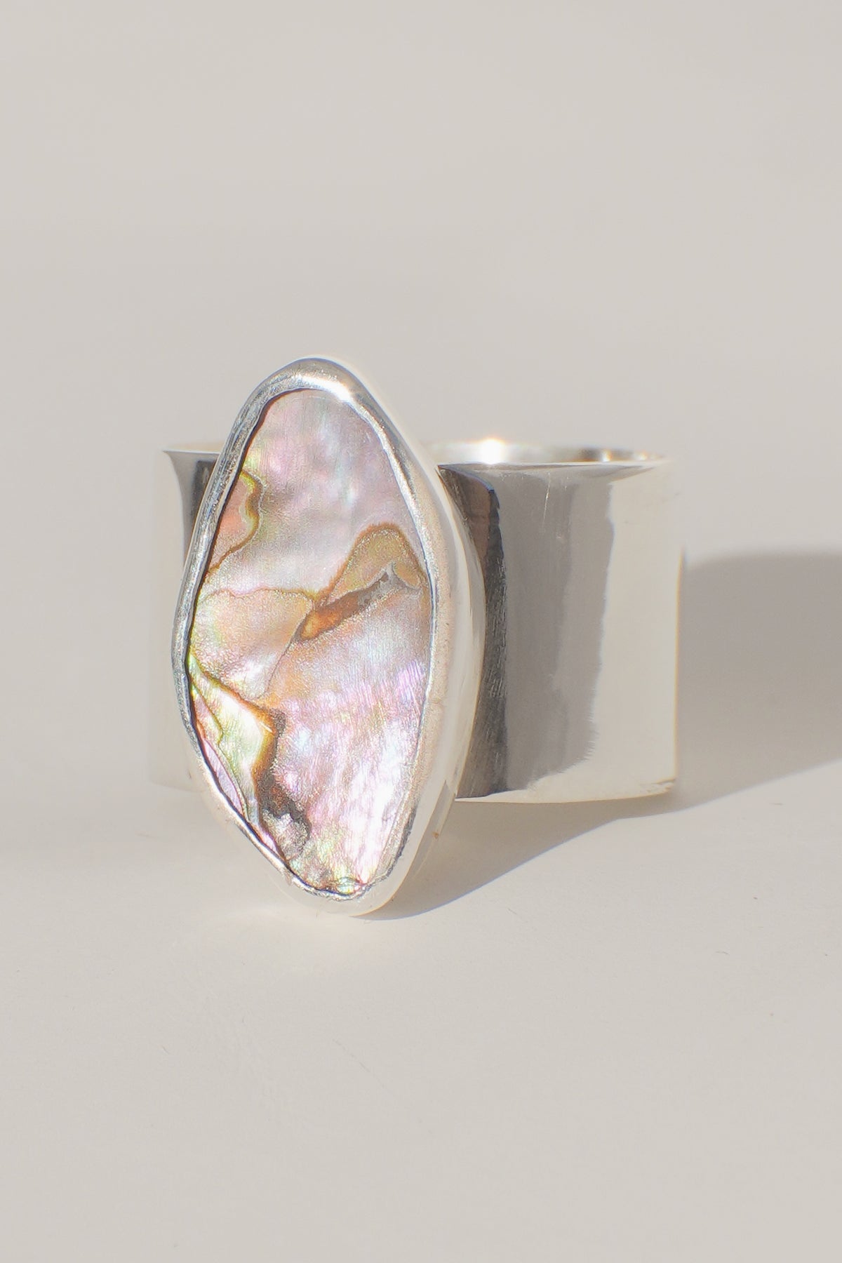 Wide Band Abalone Ring 6